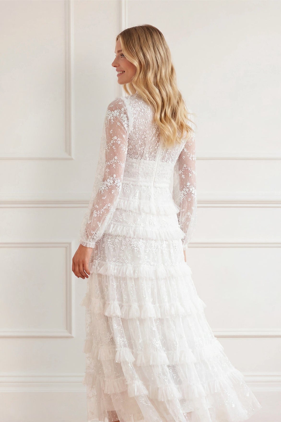 Needle & Thread Blossom Lace sukienka biała koronkowa