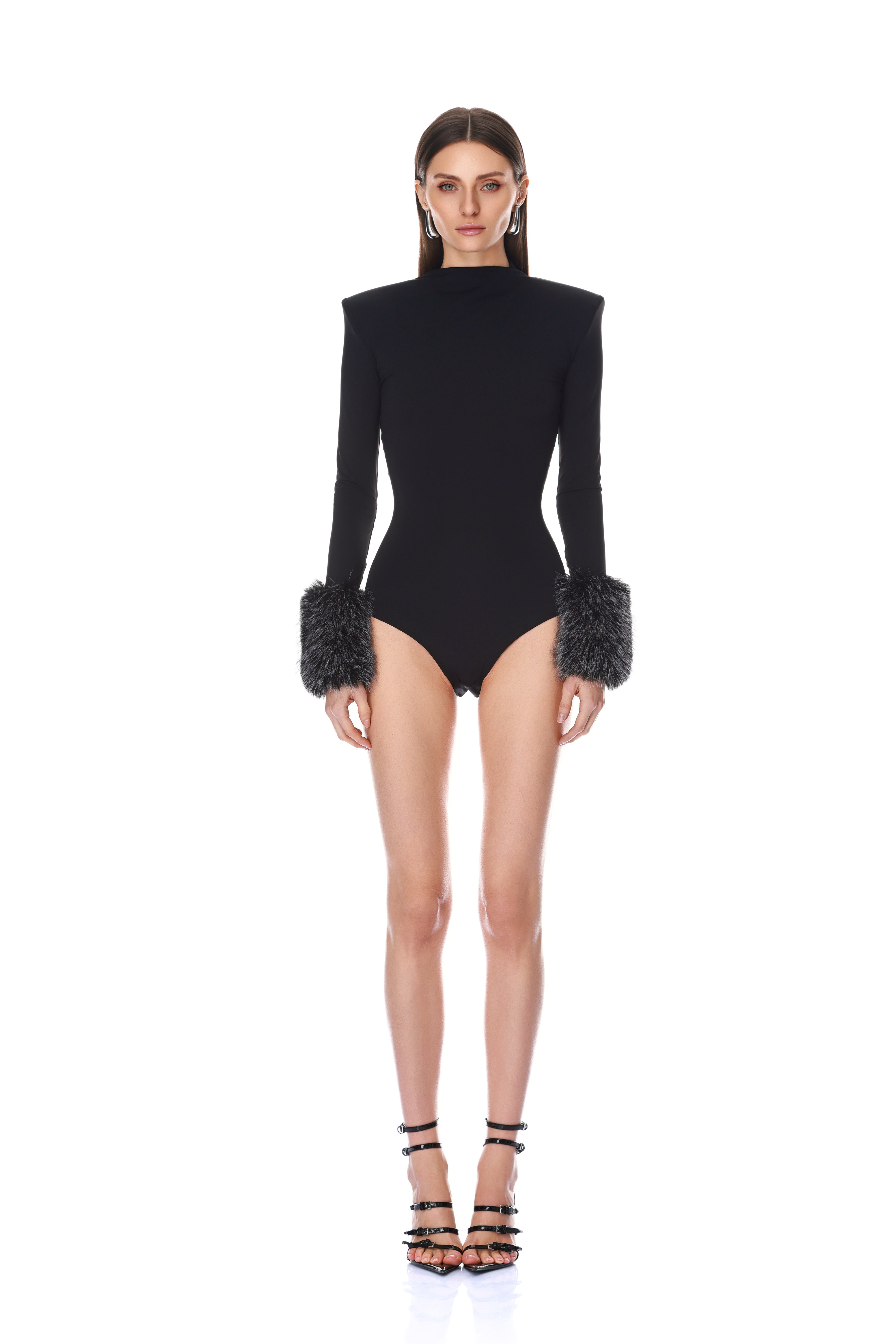 Bronx and Banco body czarne z mankietem futro XS-XL