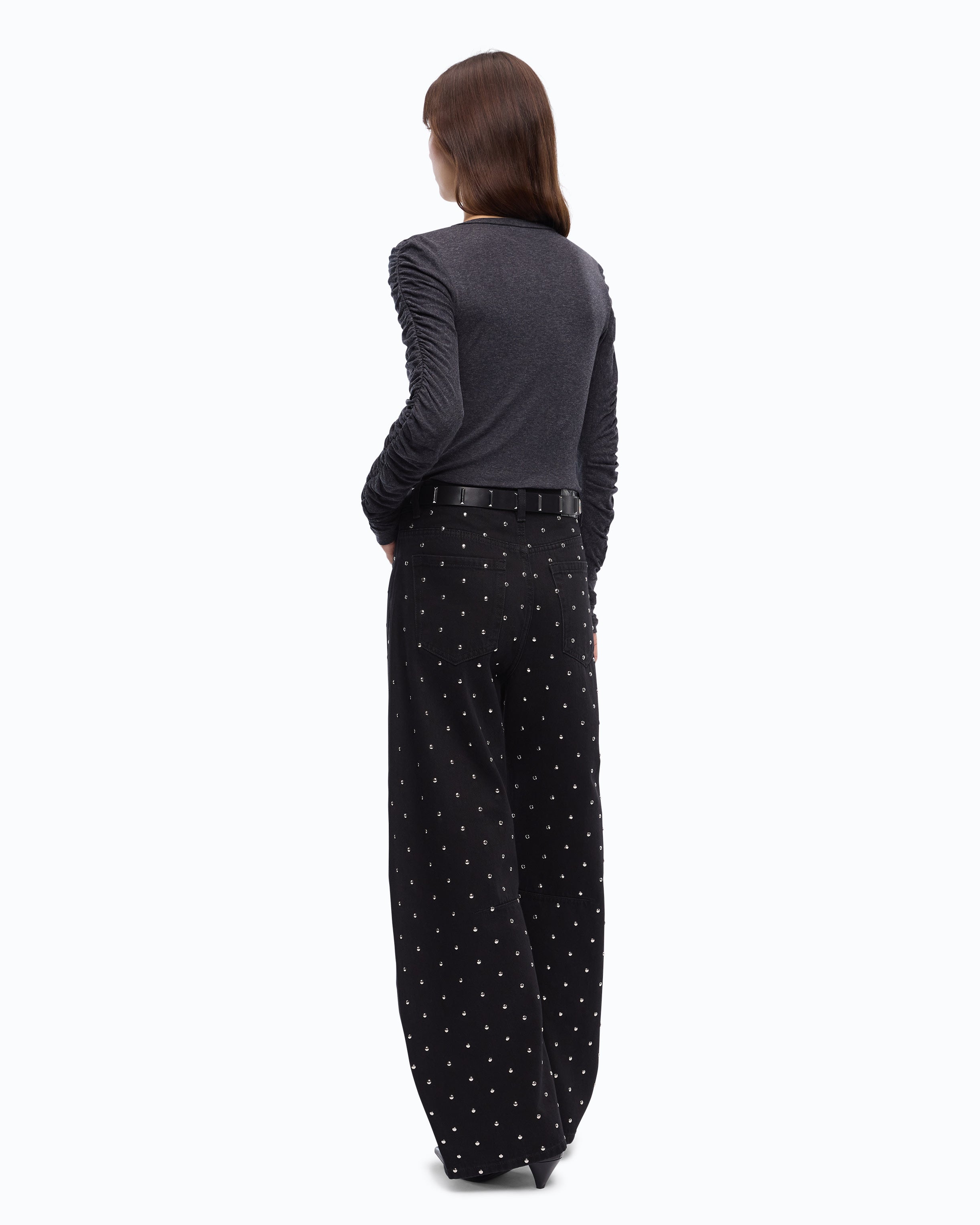Pinko Muscari Sweater sweter szary wełna bawełna
