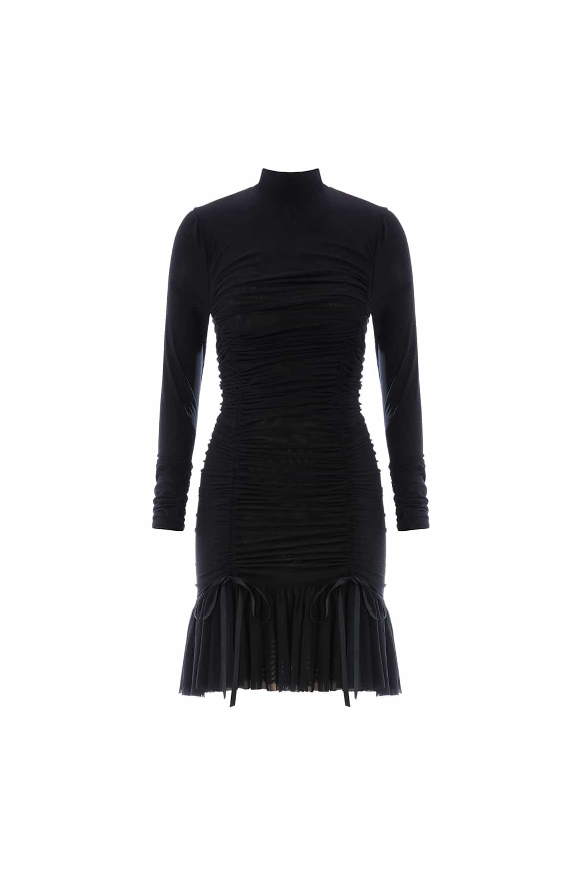 Needle & Thread Phoebe Turtleneck Micro Mini Dress sukienka czarna mini