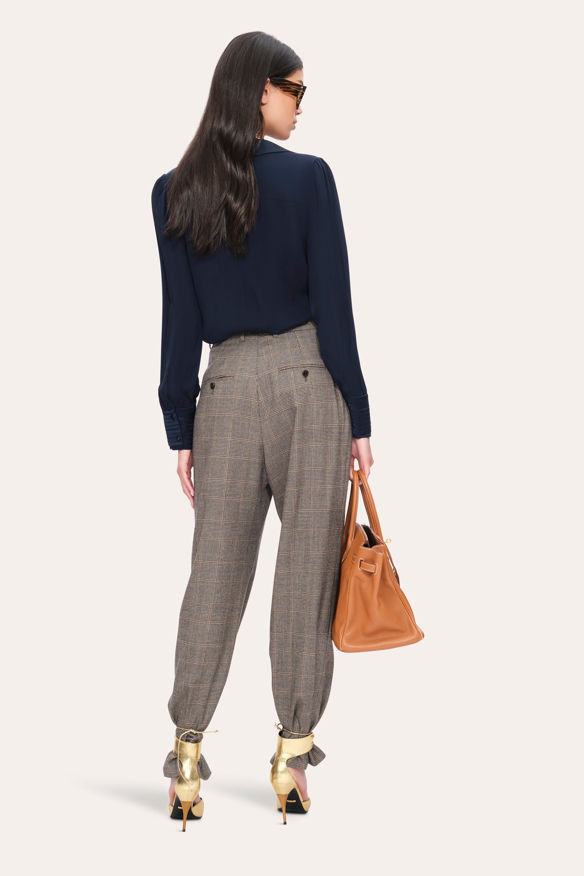 Elie Tahari Silk Pintuck koszula jedwabna midnight