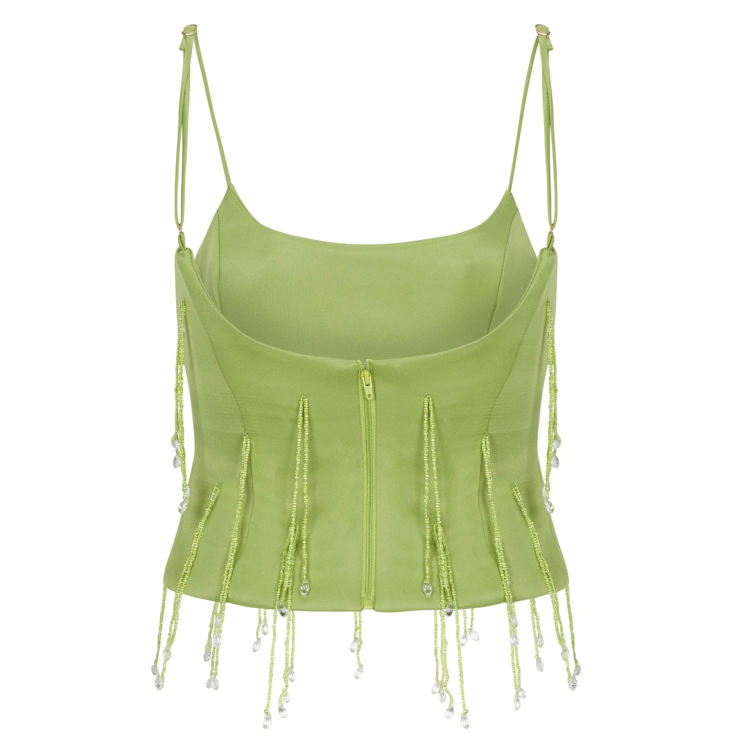 Delfi Collective Bijou top satynowy zielony gorset
