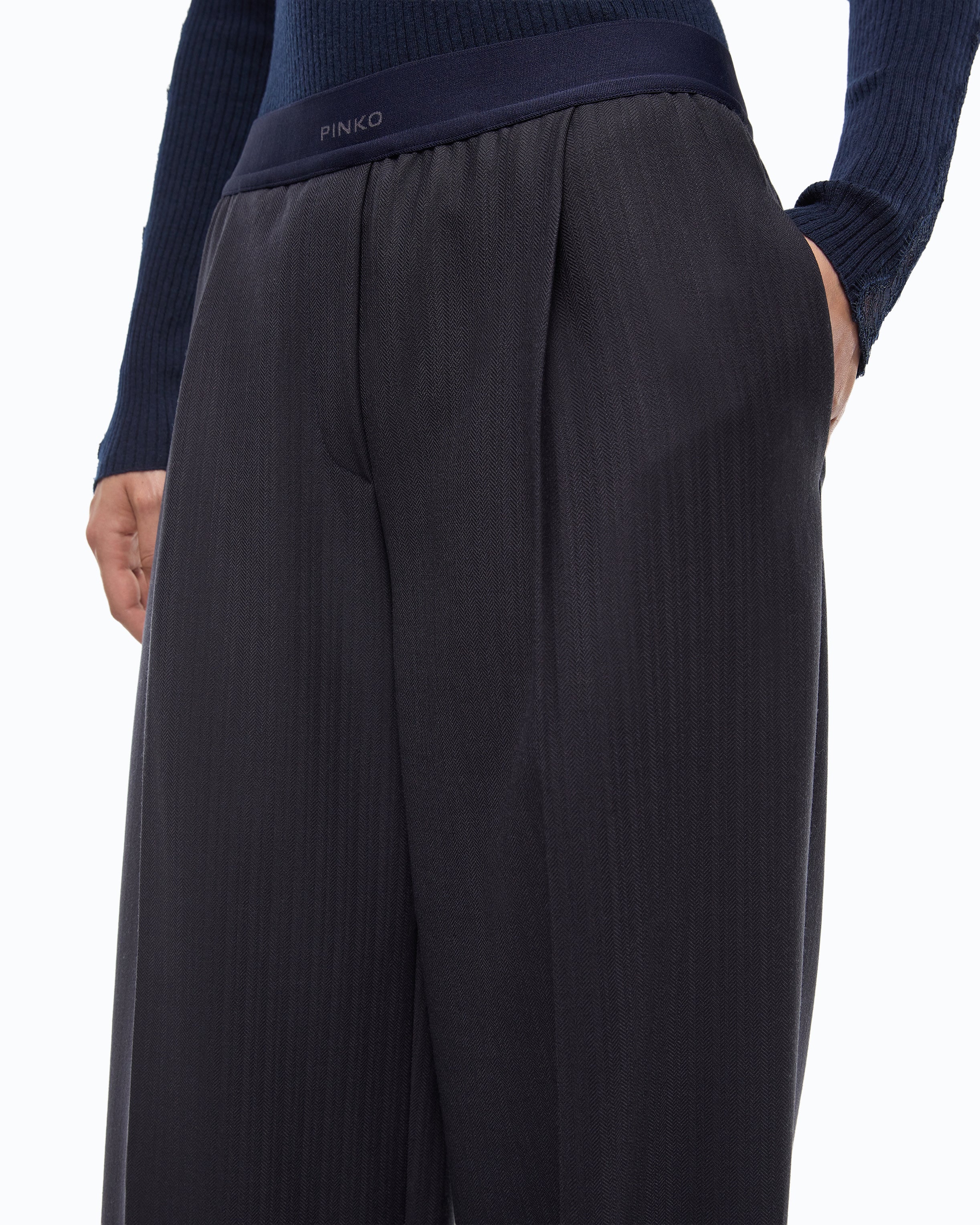 Pinko Phaius Pants spodnie palazzo niebieskie wełniane
