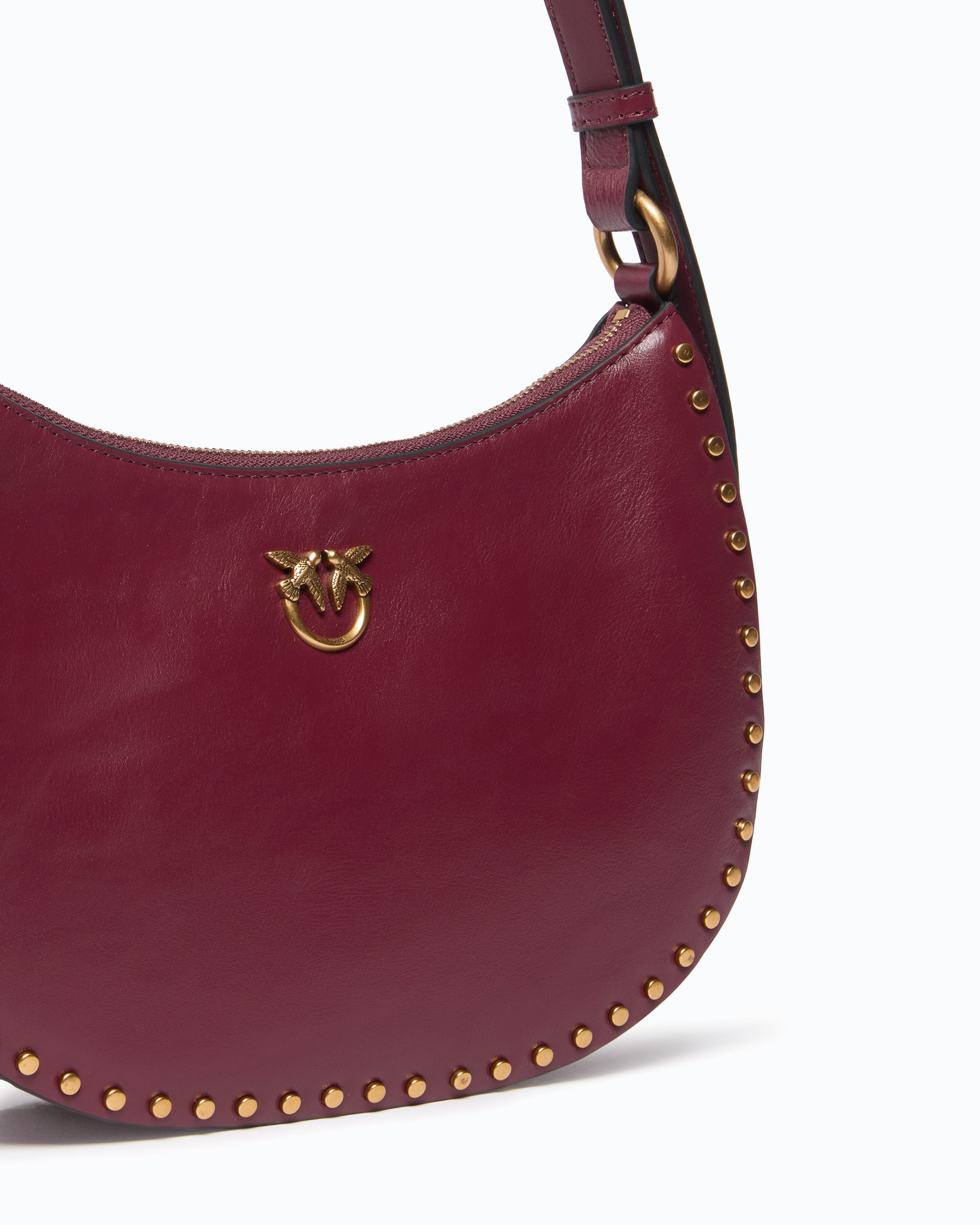 Pinko Half Moon Mini torebka bordowa ćwieki