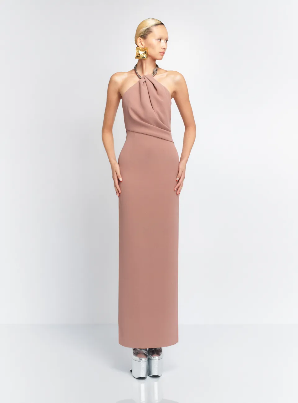 Solace London Riva sukienka halter brązowa rozm. 10