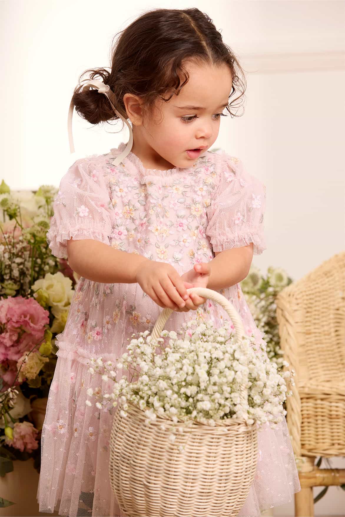 Needle & Thread Garland Ribbon Baby Dress sukienka różowa