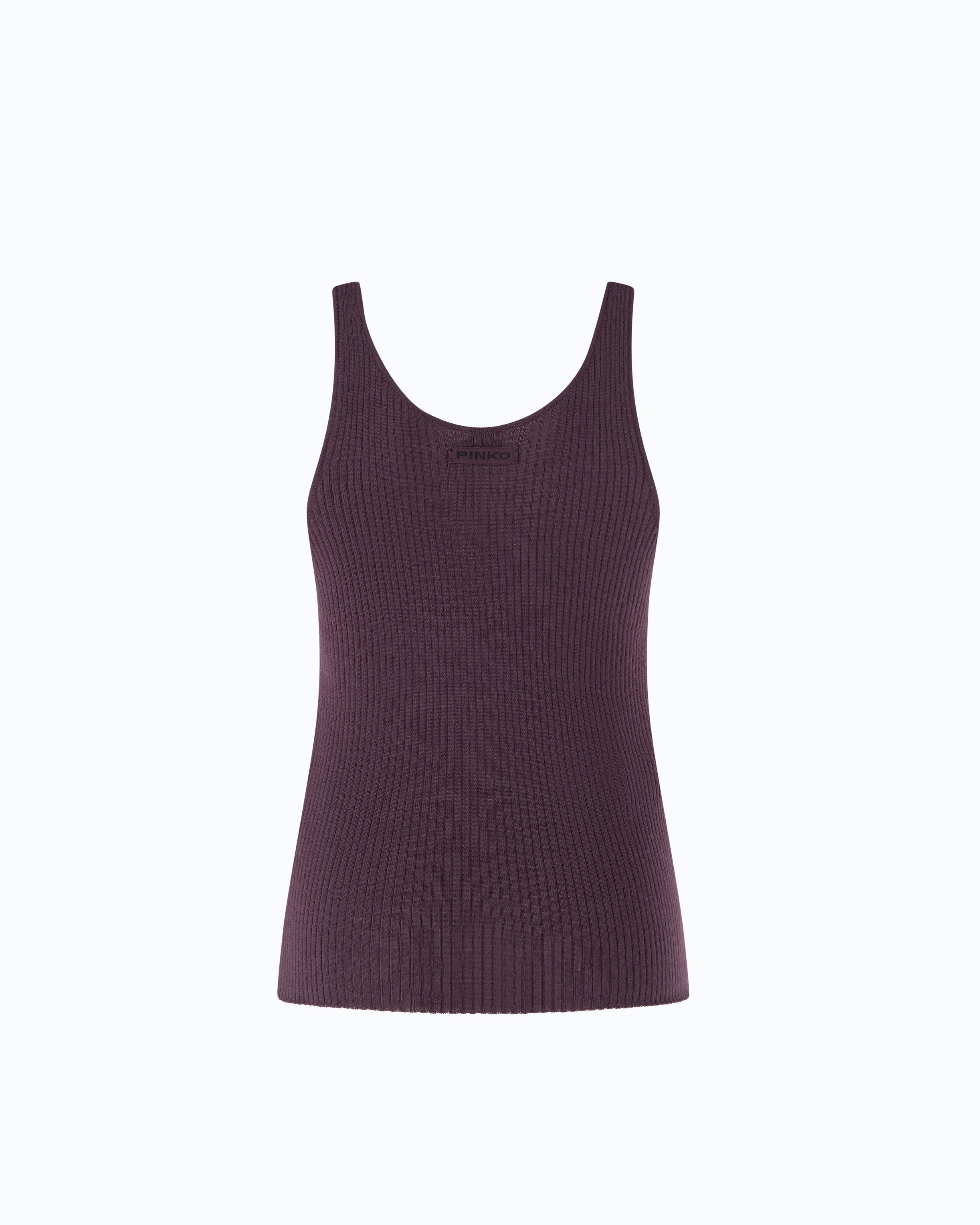 Pinko Saint Tropez top wełniany prążkowany fioletowy