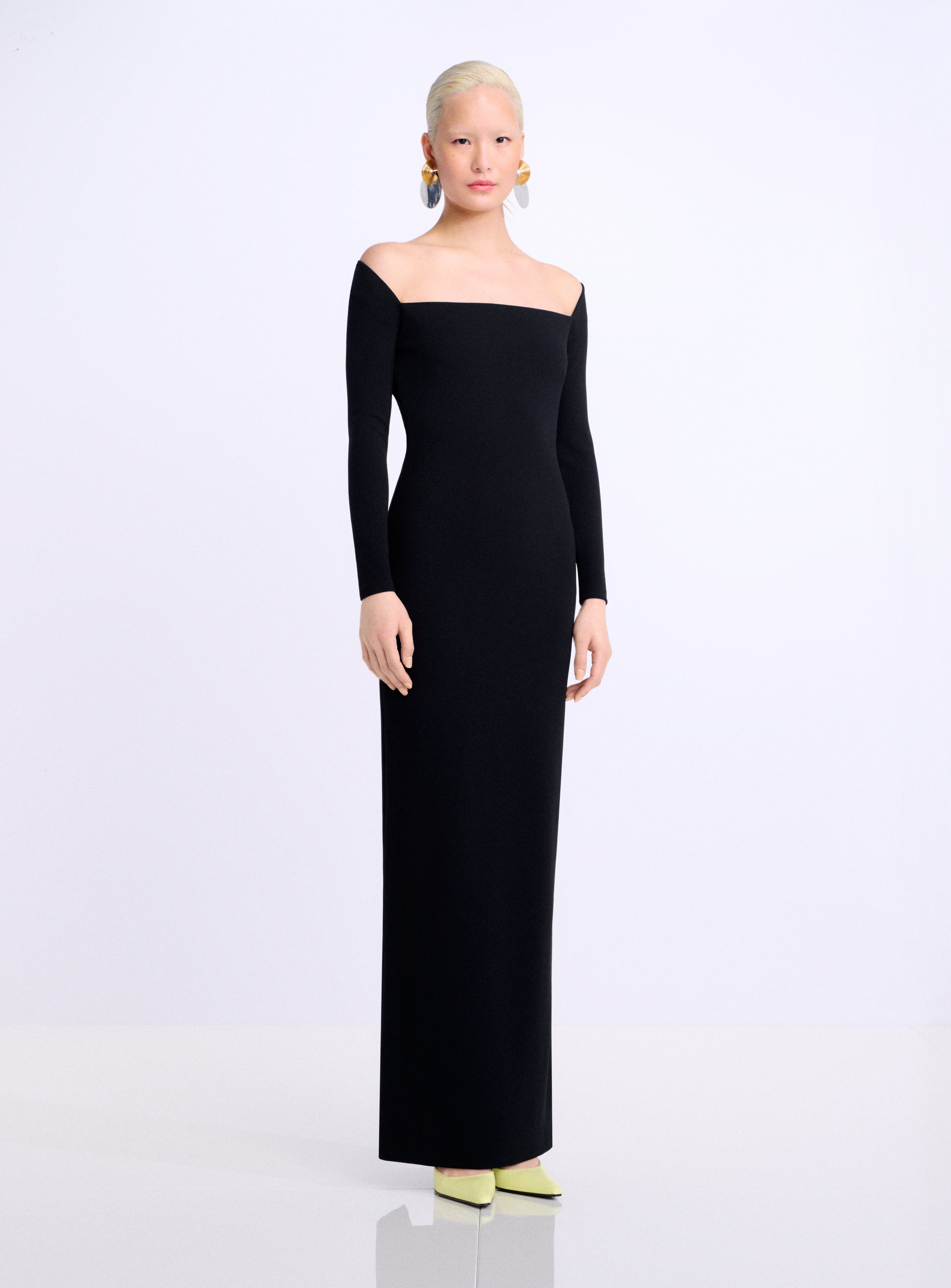 Solace London Lolita sukienka maxi Black długi rękaw