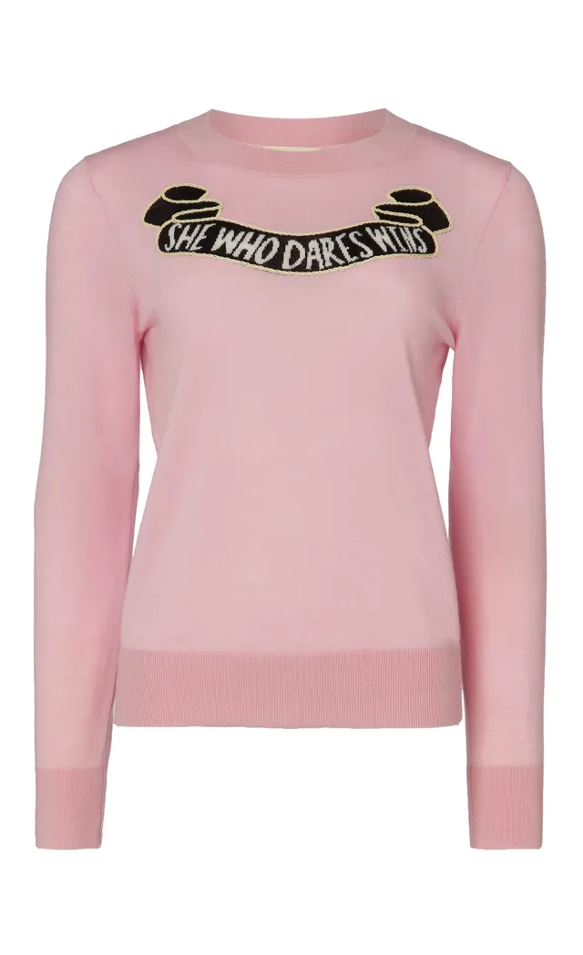 Temperley London She Who Dares sweter merino różowy