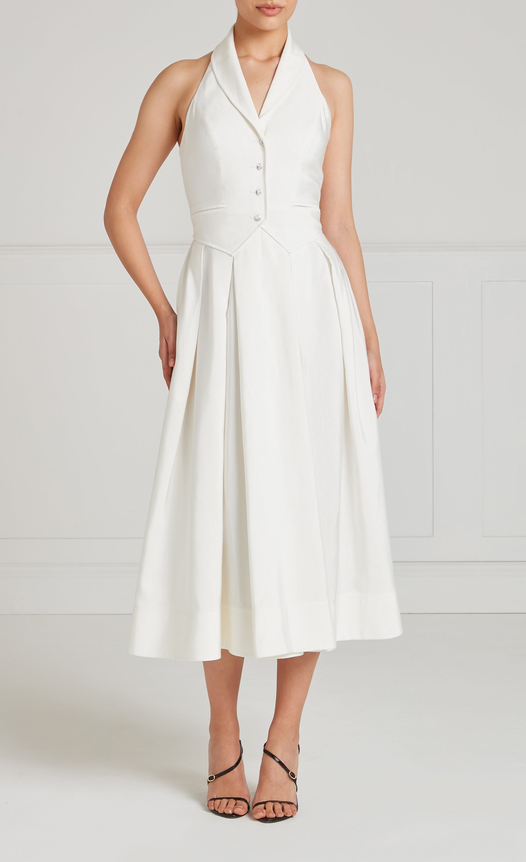 Temperley London Elodie sukienka koktajlowa biała halter