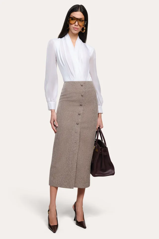 Elie Tahari Vivian body białe White długi rękaw