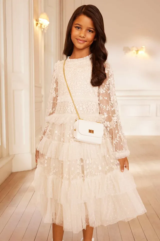 Needle & Thread Blossom Lace Kids Dress sukienka kremowa z tiulu