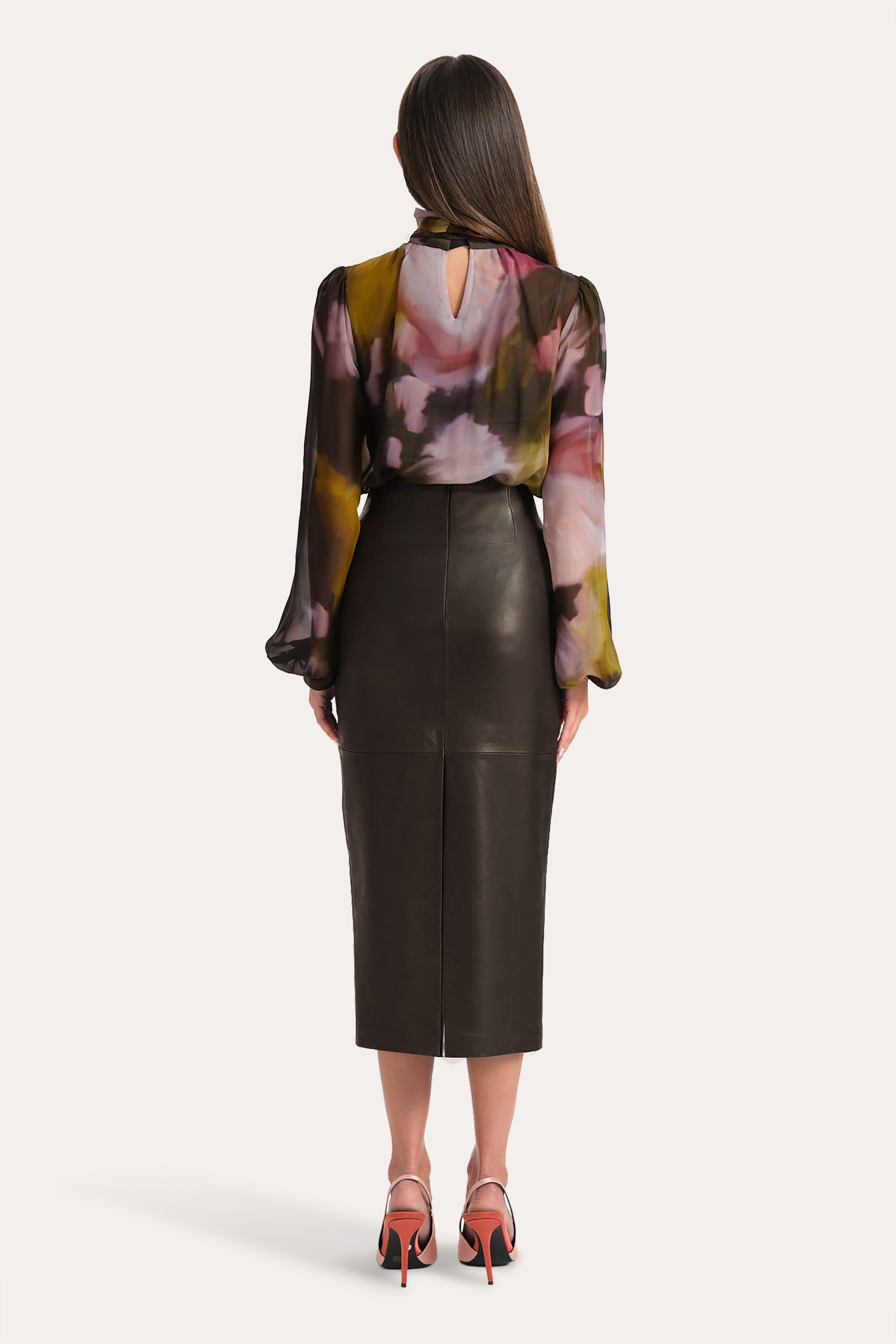 Elie Tahari Emma body jedwabne Petal Eclipse z szalikiem