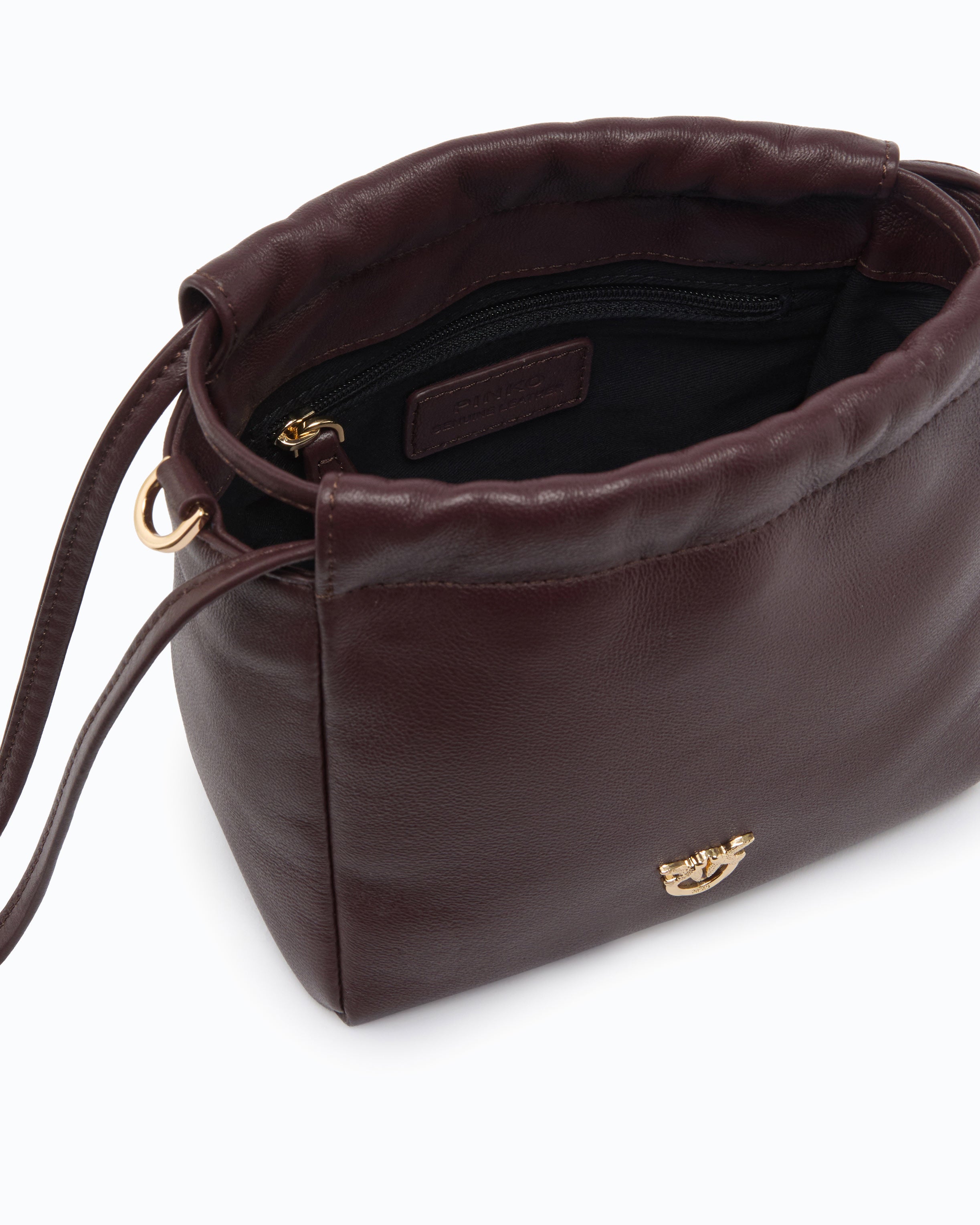 Pinko Pouch torebka worek nappa łańcuszek futerko
