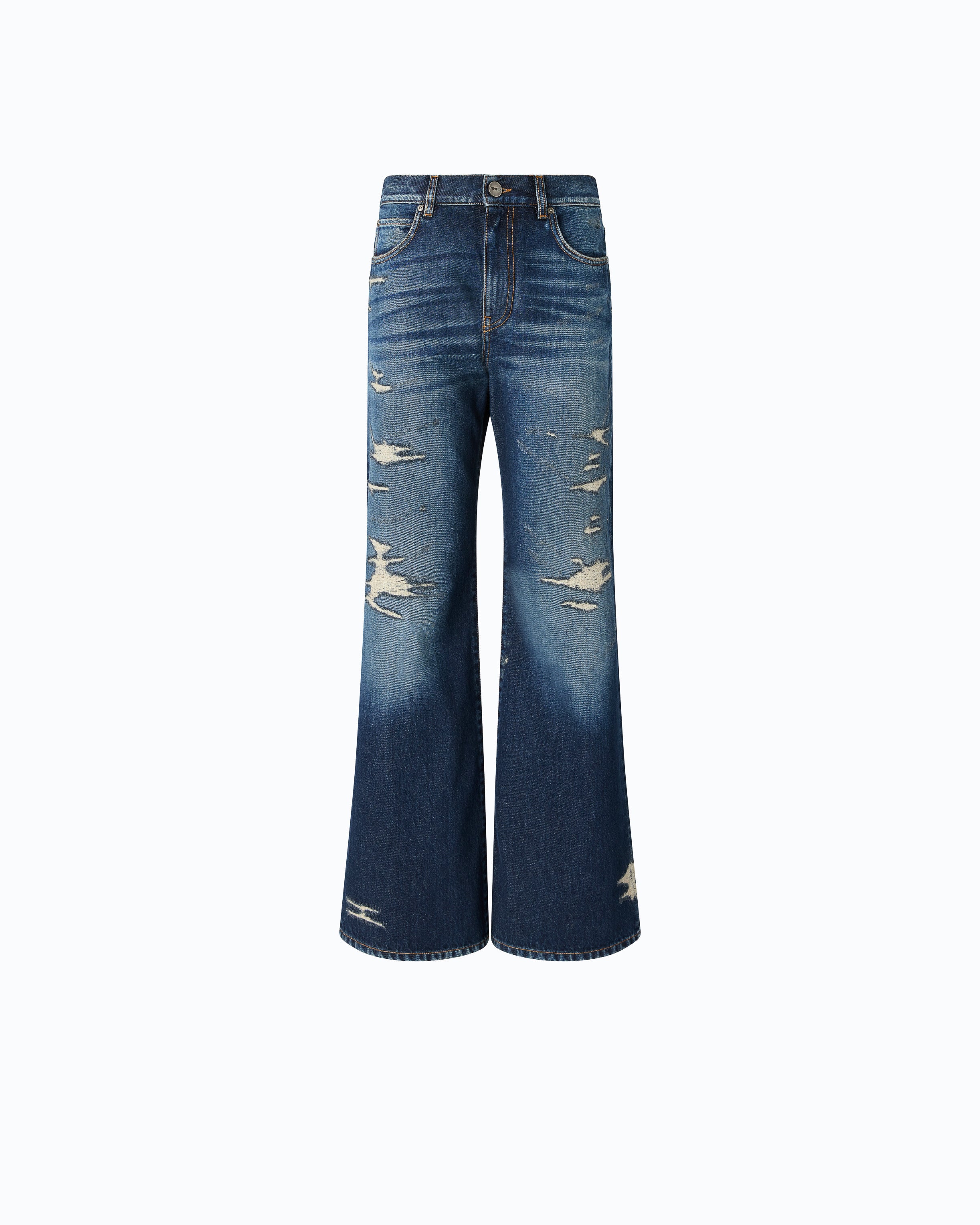 Pinko Wanda Wide Leg jeans jasnoniebieskie z przetarciami