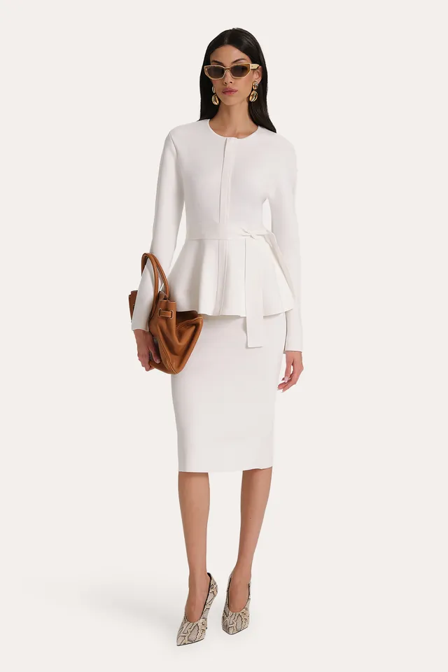 Elie Tahari Blair E85YJ106 Top peplum biały