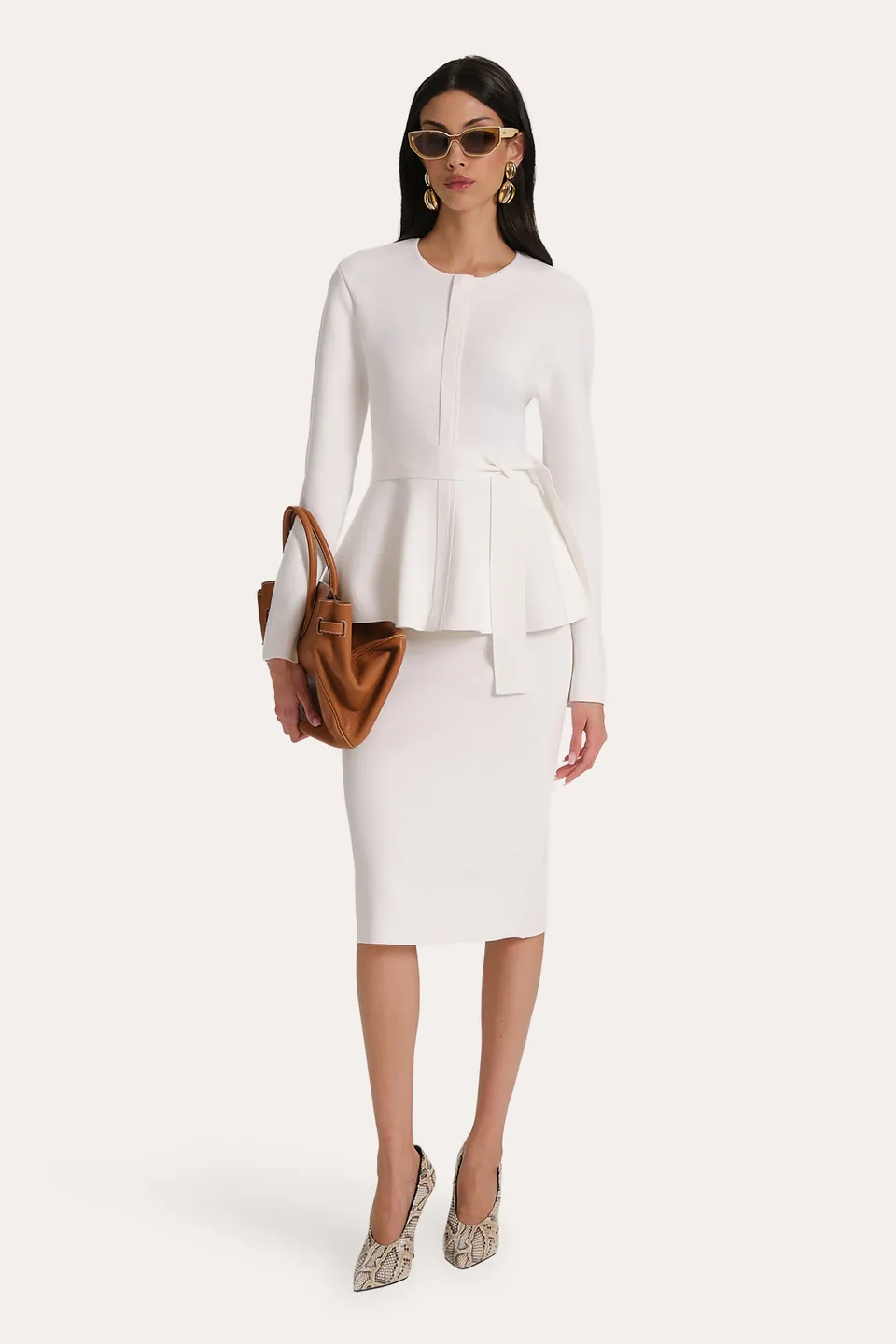Elie Tahari Blair E85YJ106 Top peplum biały
