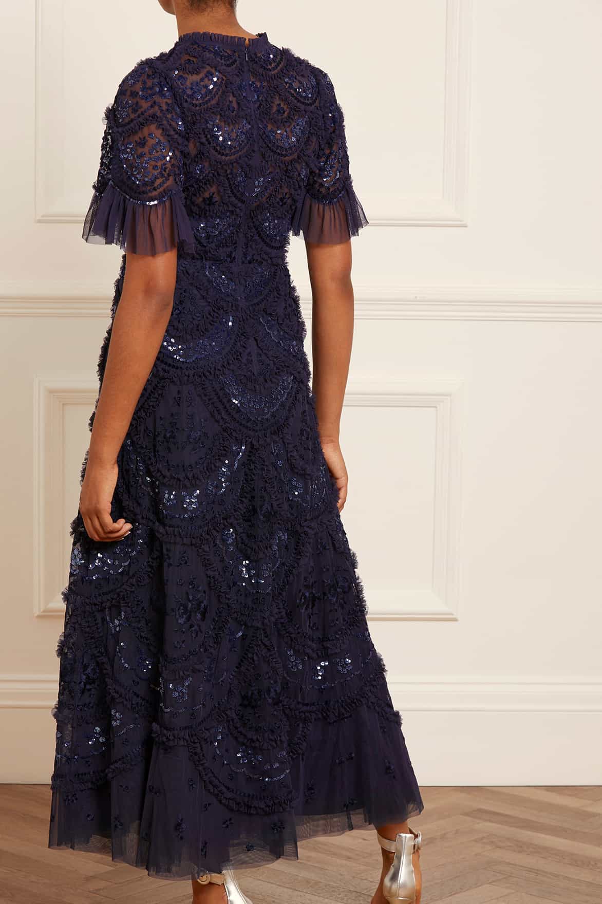 Needle & Thread Carmen Ruffle Ankle Gown suknia Blue