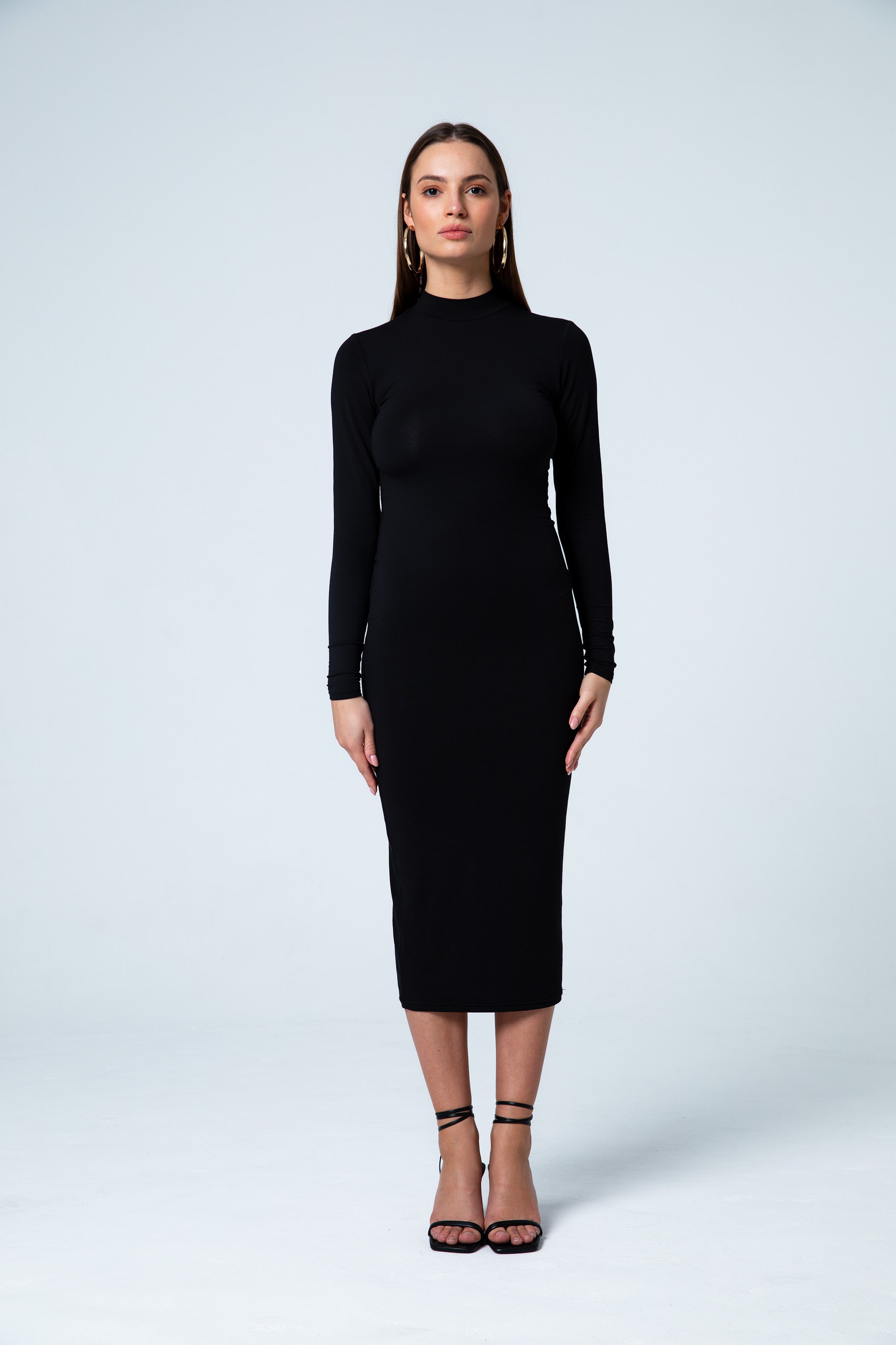 Nudyess Classic sukienka midi czarna modal