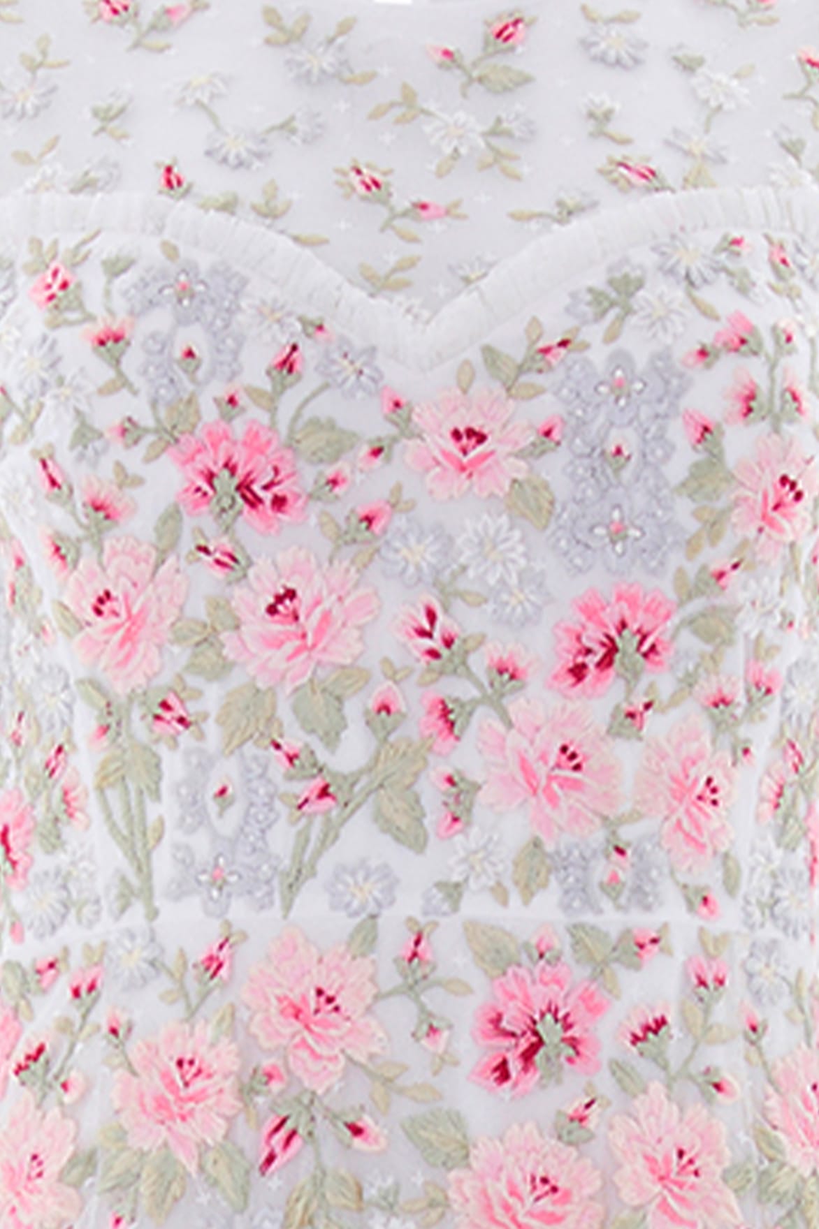 Needle & Thread Garden Rose Ankle Gown sukienka biała haft