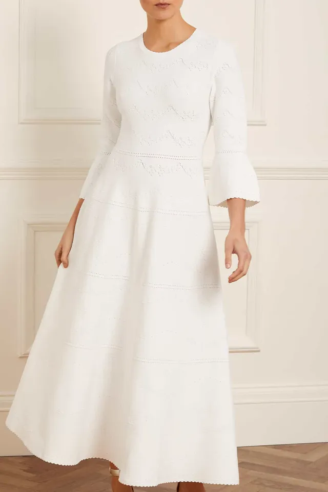 Needle & Thread Pretty Pointelle Knit Gown sukienka biała dzianinowa