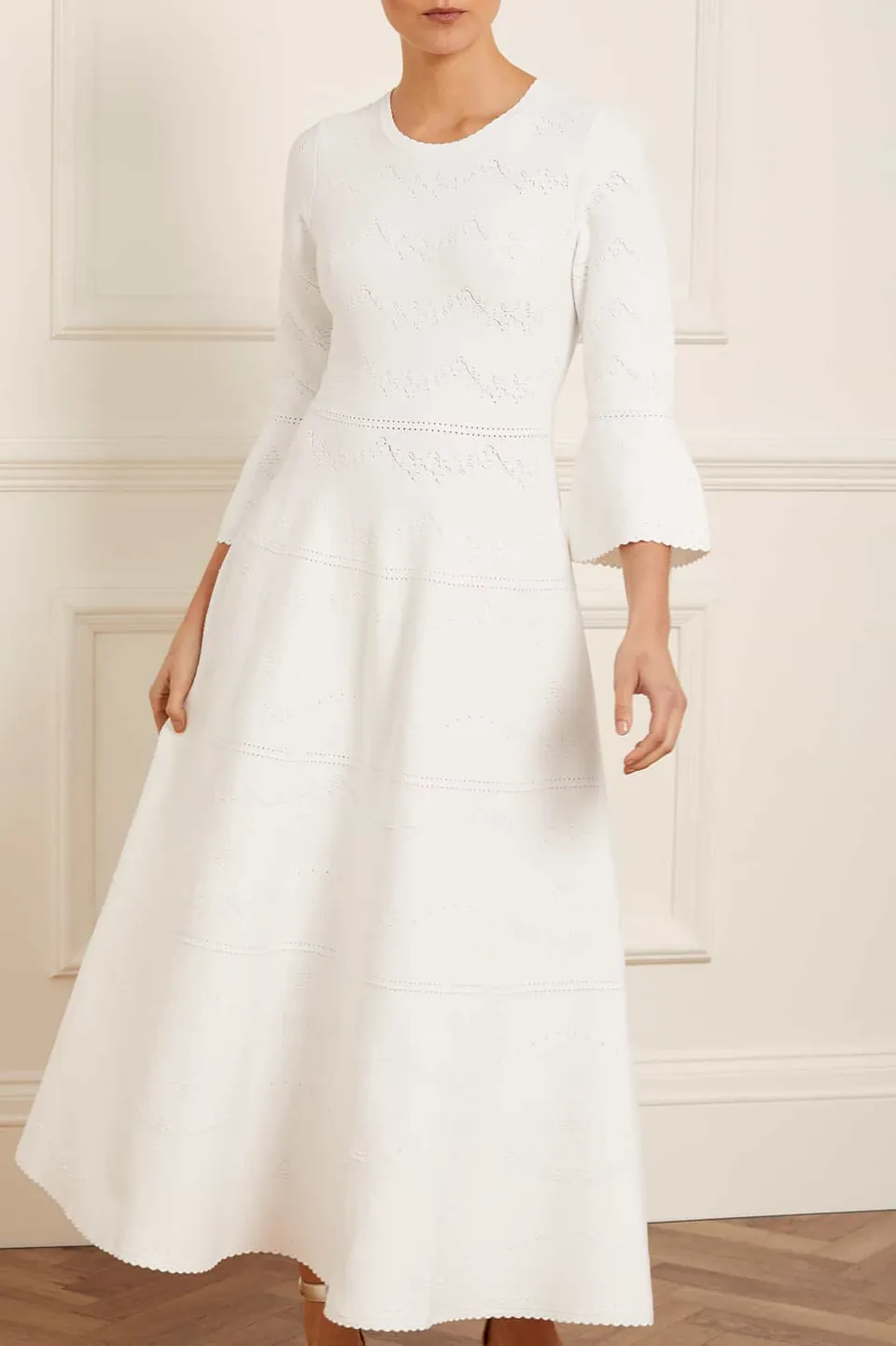 Needle & Thread Pretty Pointelle Knit Gown sukienka biała dzianinowa