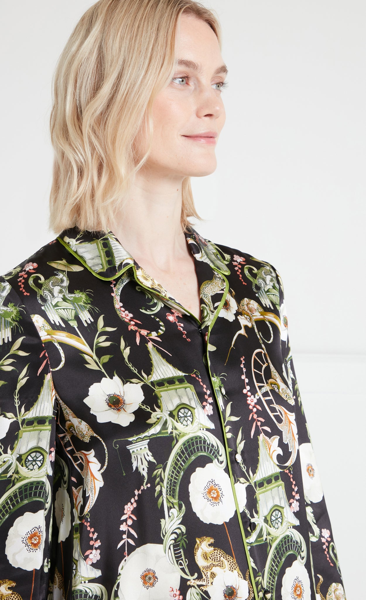 Temperley London Aphrodite góra piżamy czarna jedwab