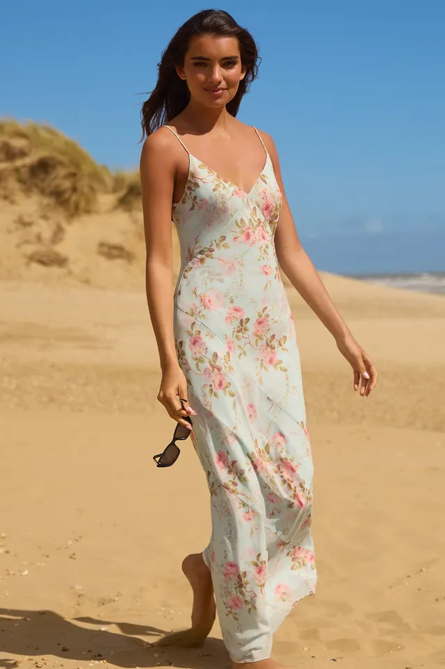 Needle & Thread Summer's Rose Georgette Cami sukienka niebieska