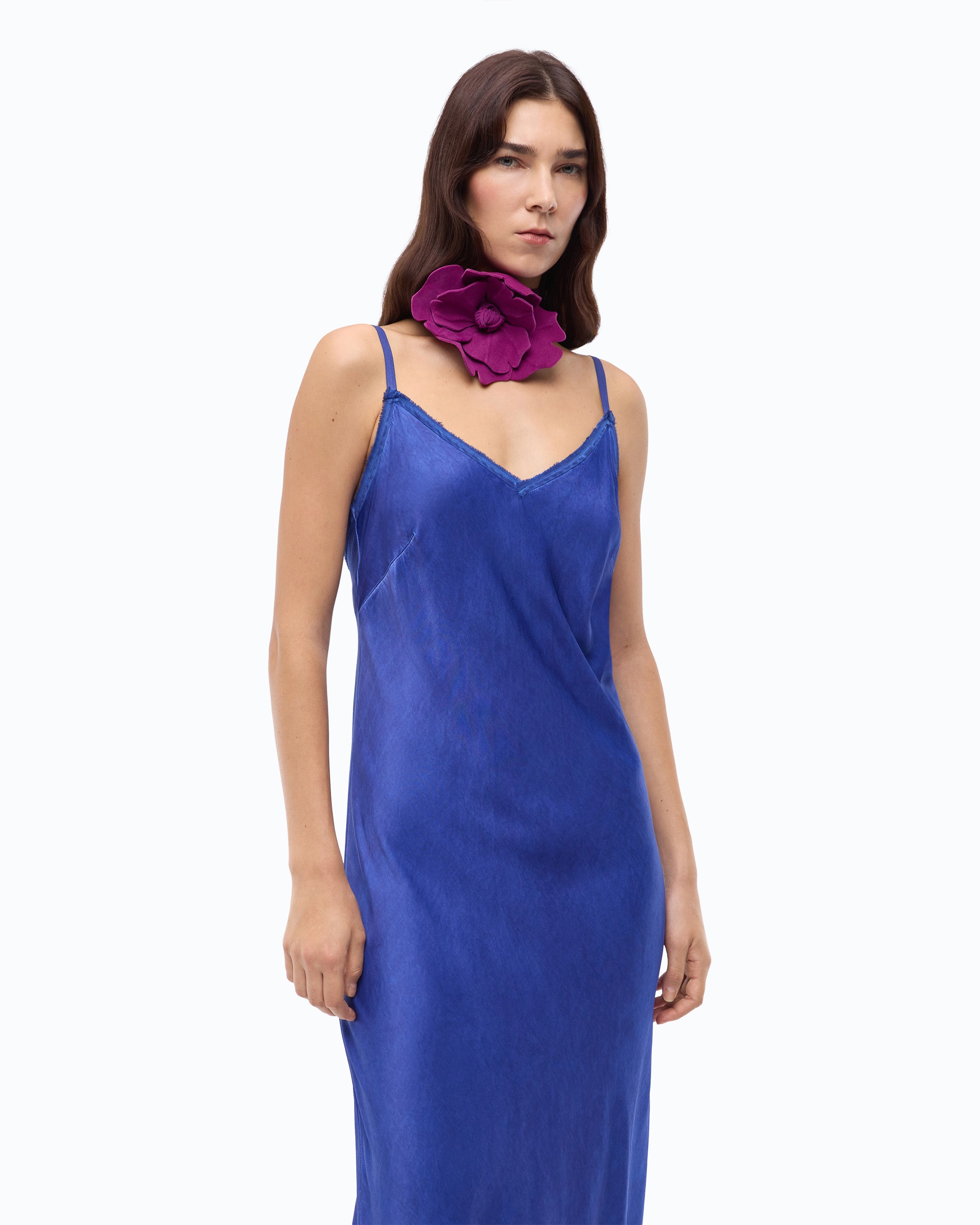Pinko Viper Dress sukienka niebieska satyna długa