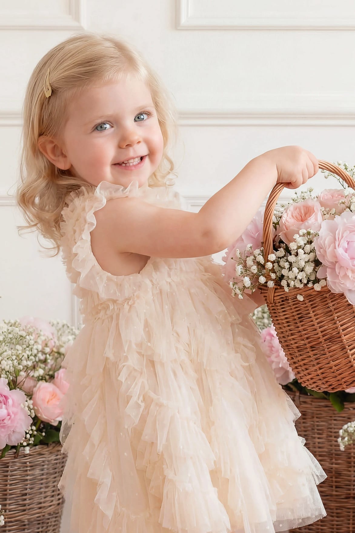 Needle & Thread Genevieve Baby Dress sukienka niemowlęca kremowa