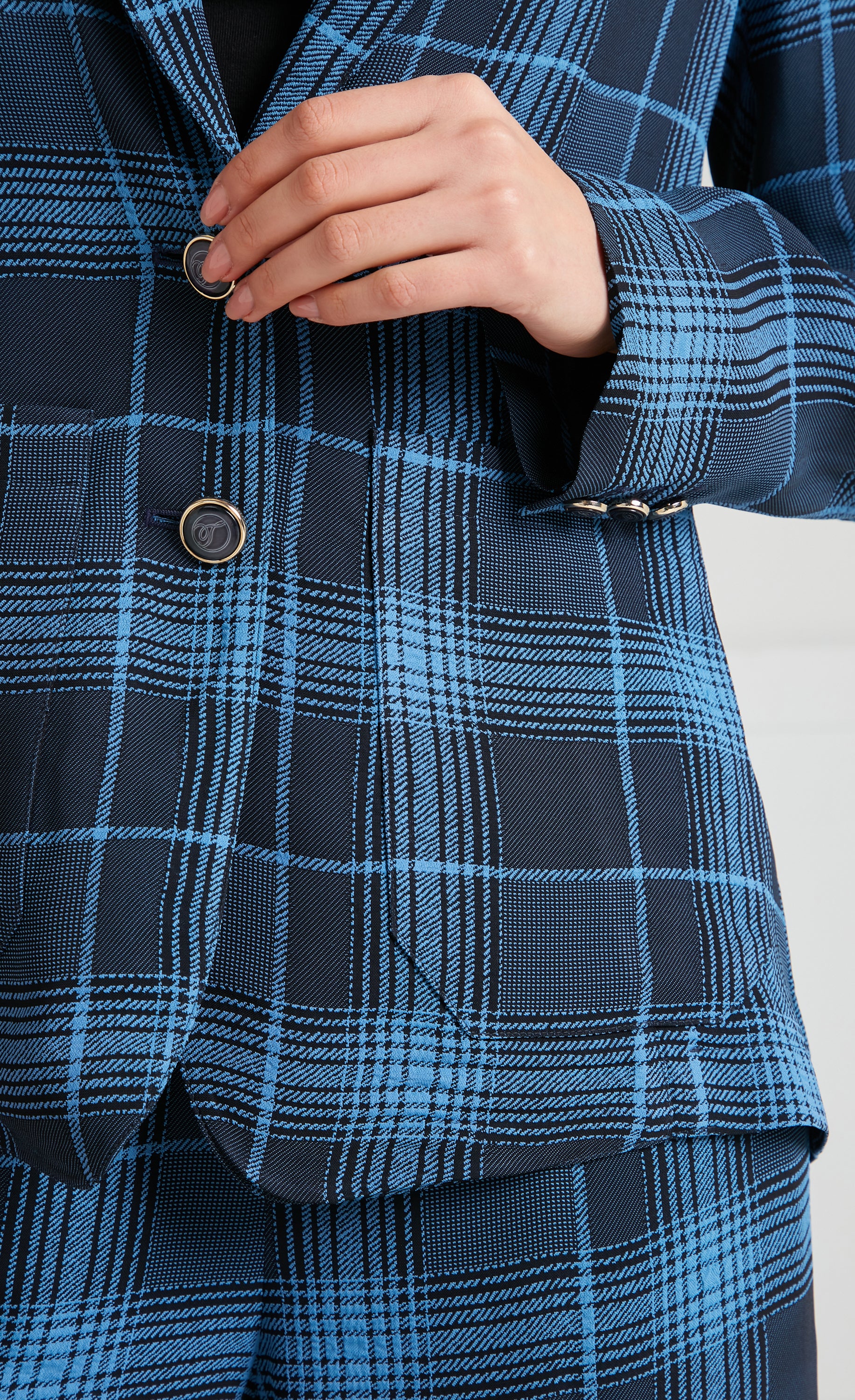 Temperley London Plath Jacket żakiet granatowy w kratę