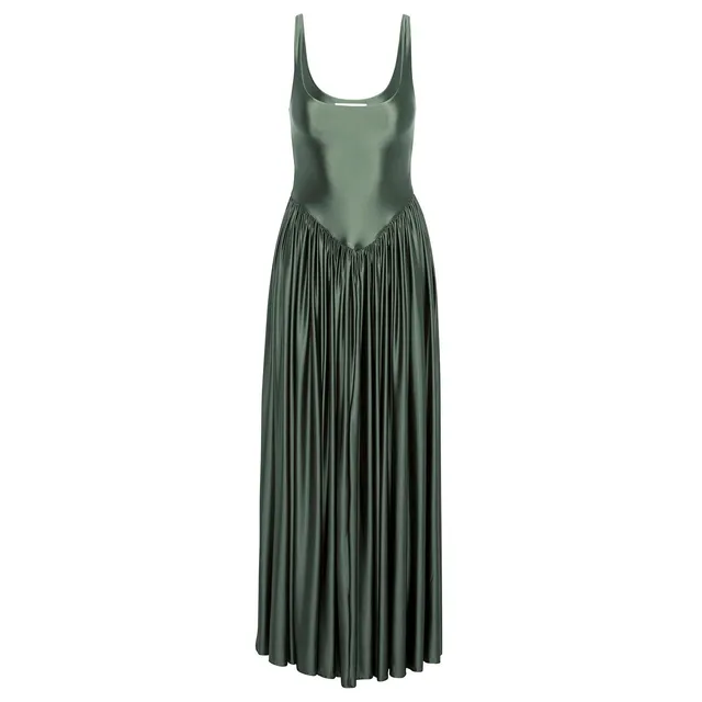 Delfi Collective Oriana sukienka wieczorowa khaki satyna