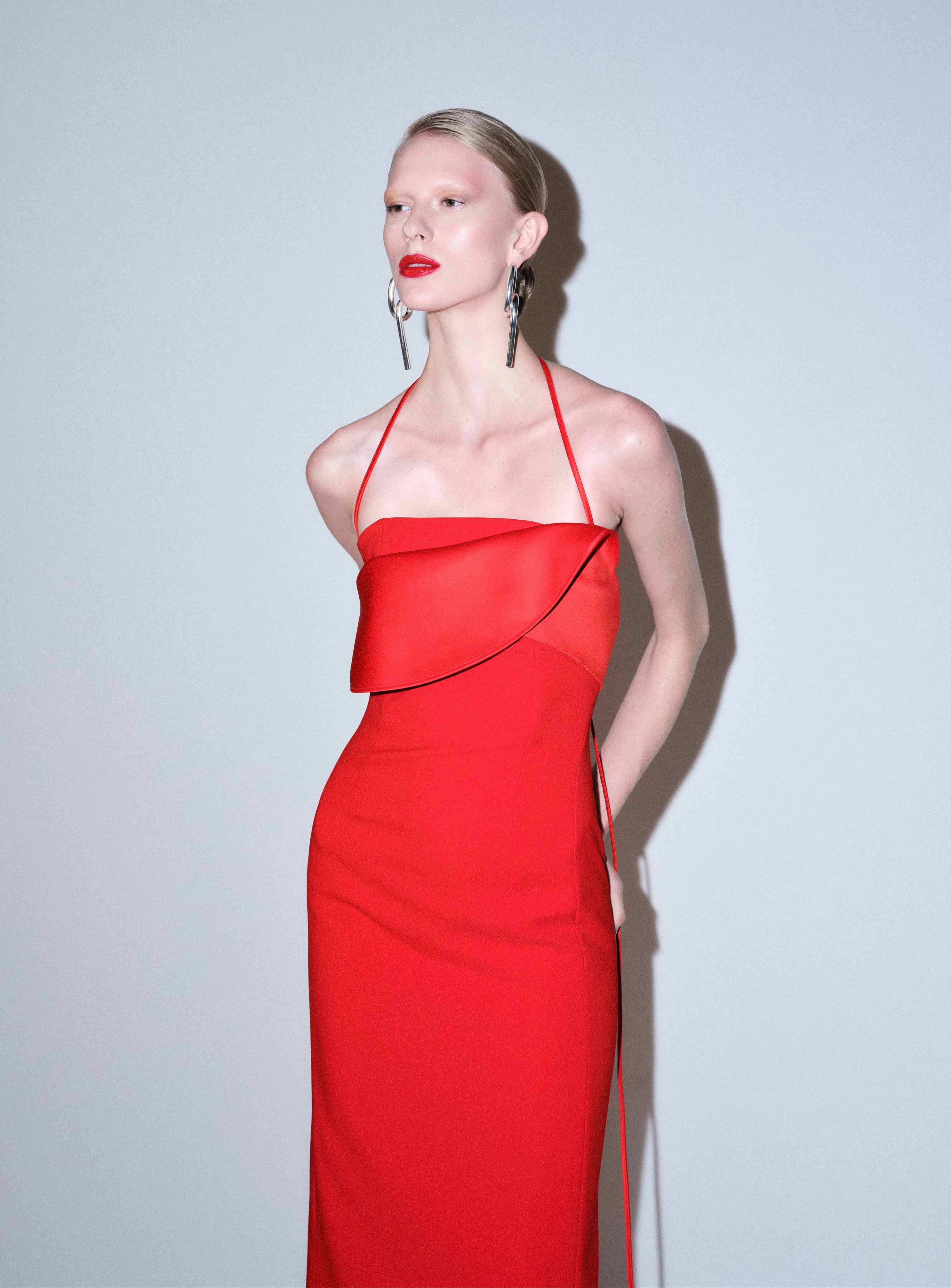 Solace London The Reynolds Maxi Dress sukienka czerwona gorsetowa