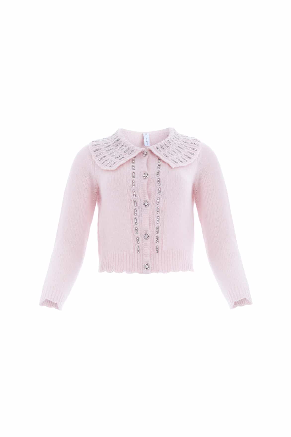 Needle & Thread Embellished Collar kardigan różowy alpaka