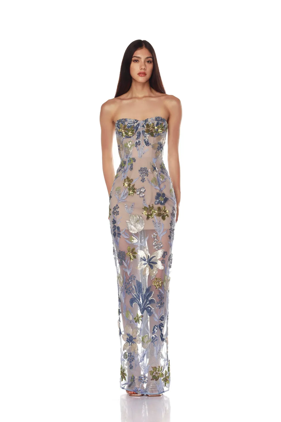 Bronx and Banco Dahlia Baby Blue sukienka maxi