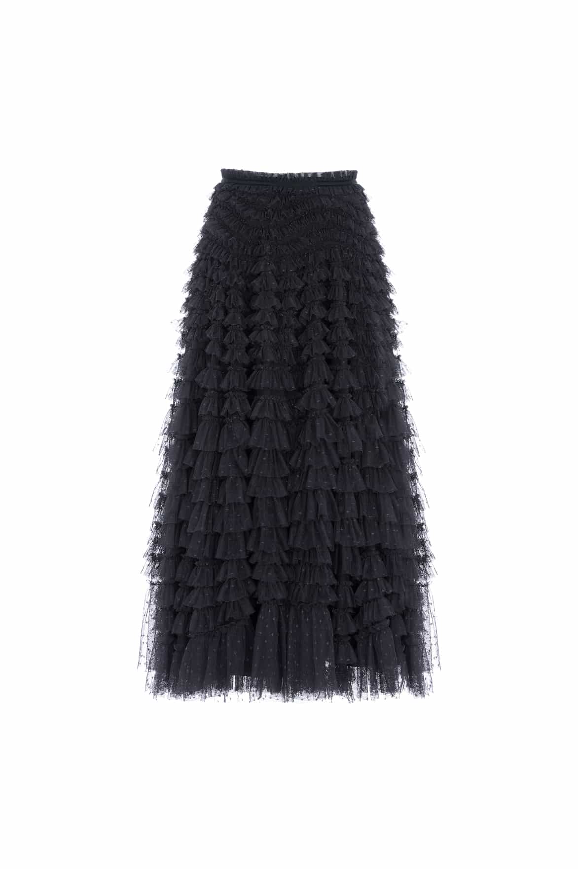 Needle & Thread Hattie Ruffle Ankle Skirt spódnica czarna