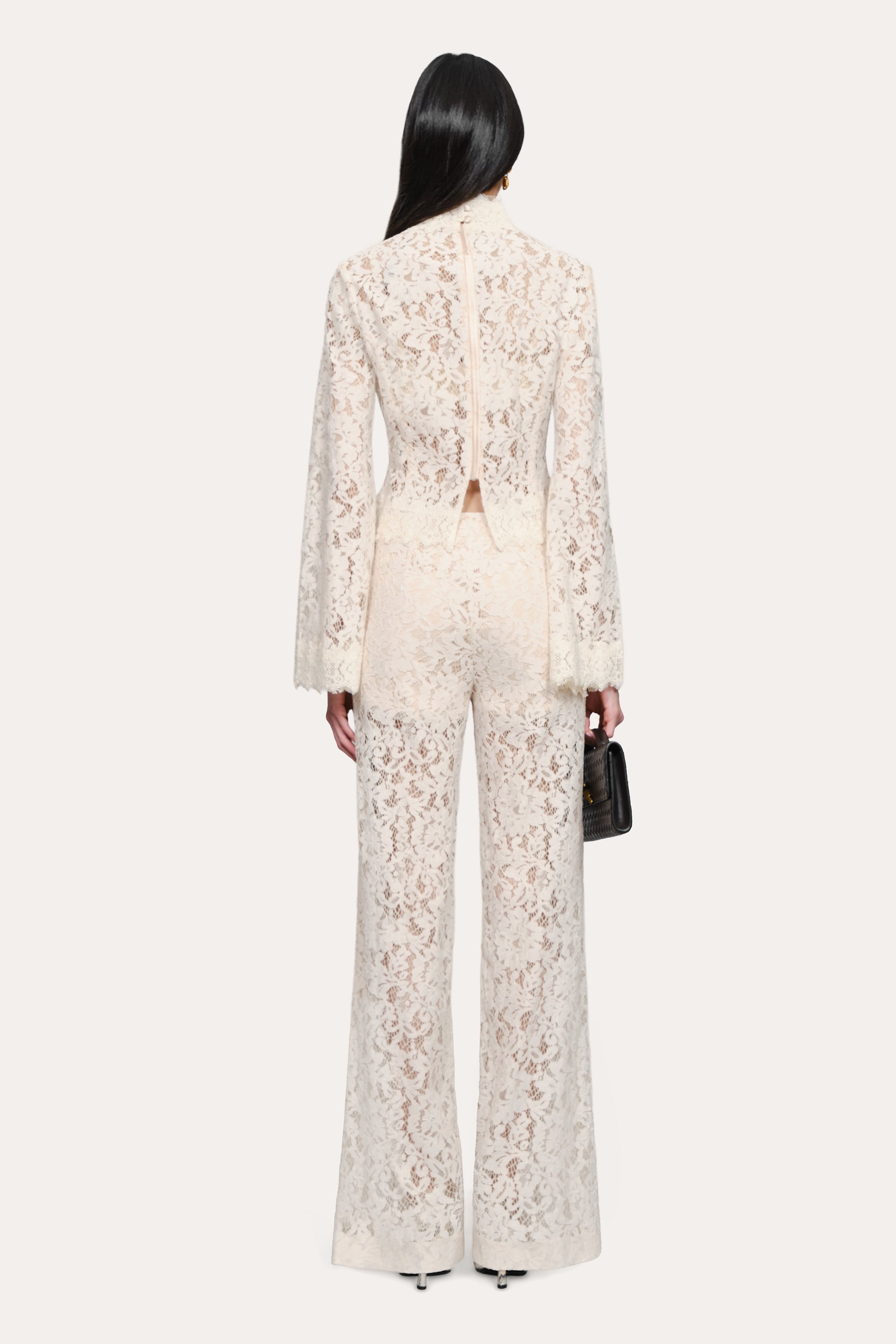 Elie Tahari Fleur Lace Pant spodnie Camellia Veil koronka