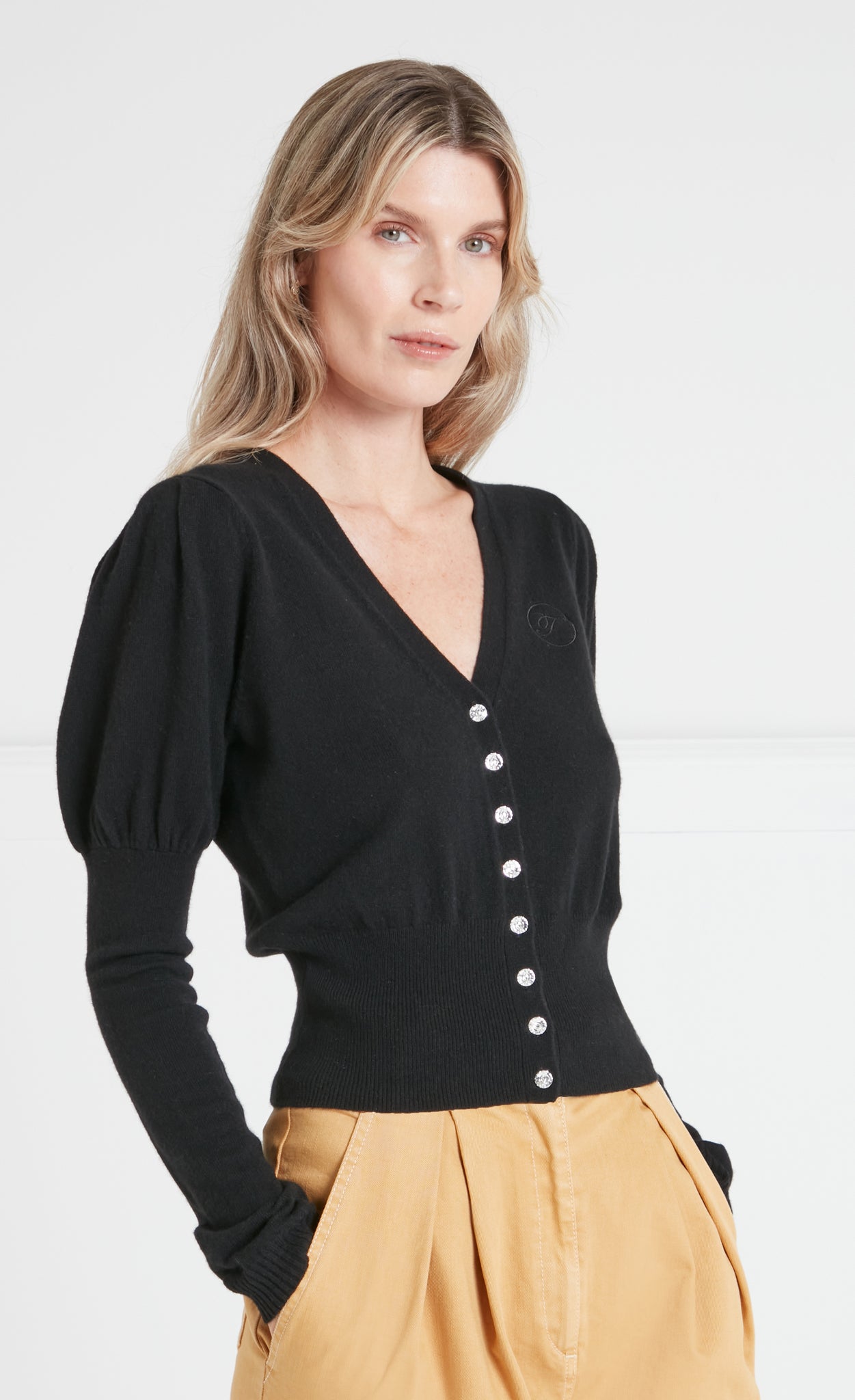Temperley London T-Logo kardigan kaszmirowy czarny