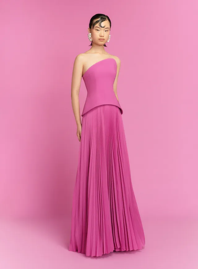 Solace London Britt sukienka maxi Berry Pink bez ramiączek