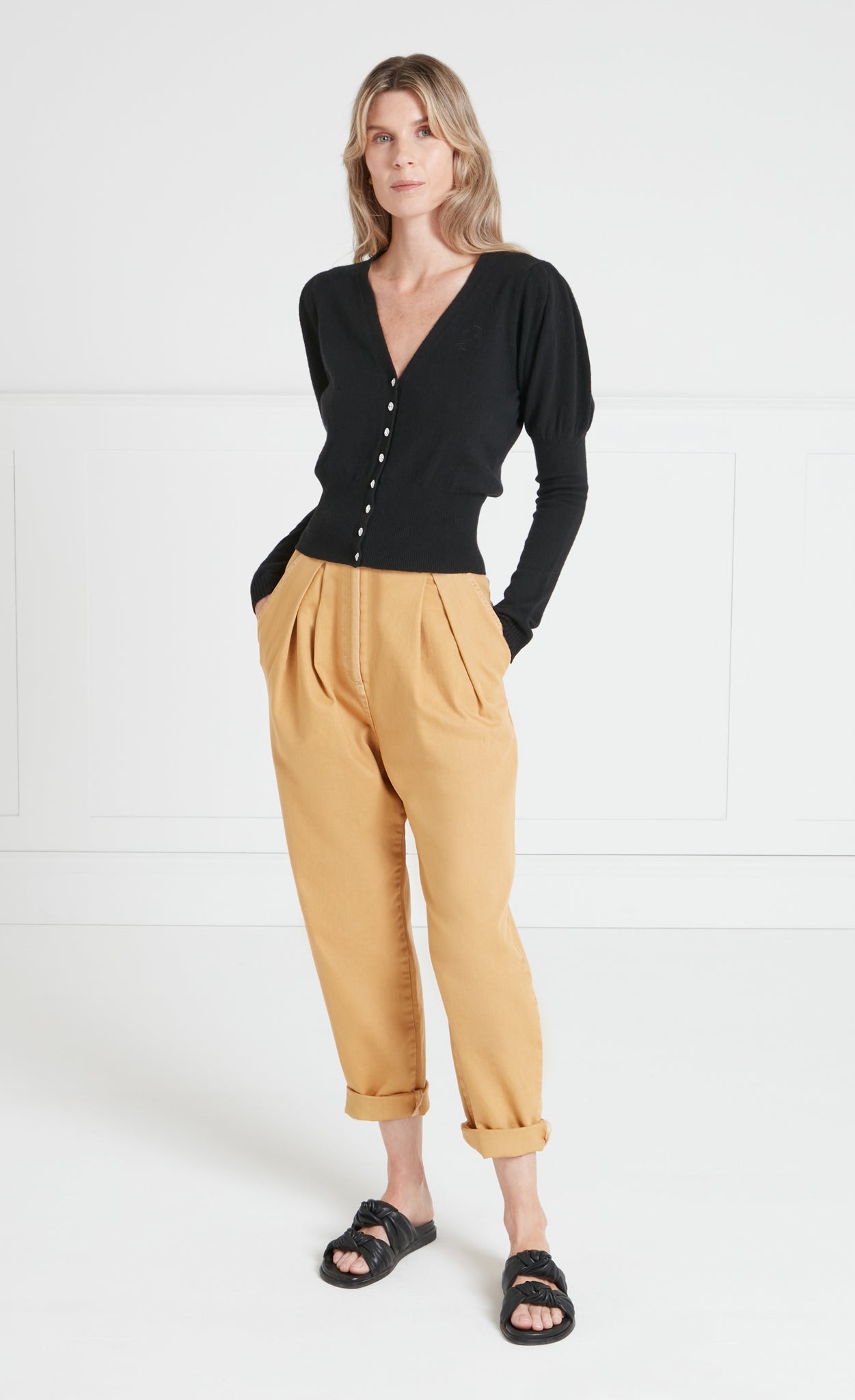 Temperley London T-Logo kardigan kaszmirowy czarny