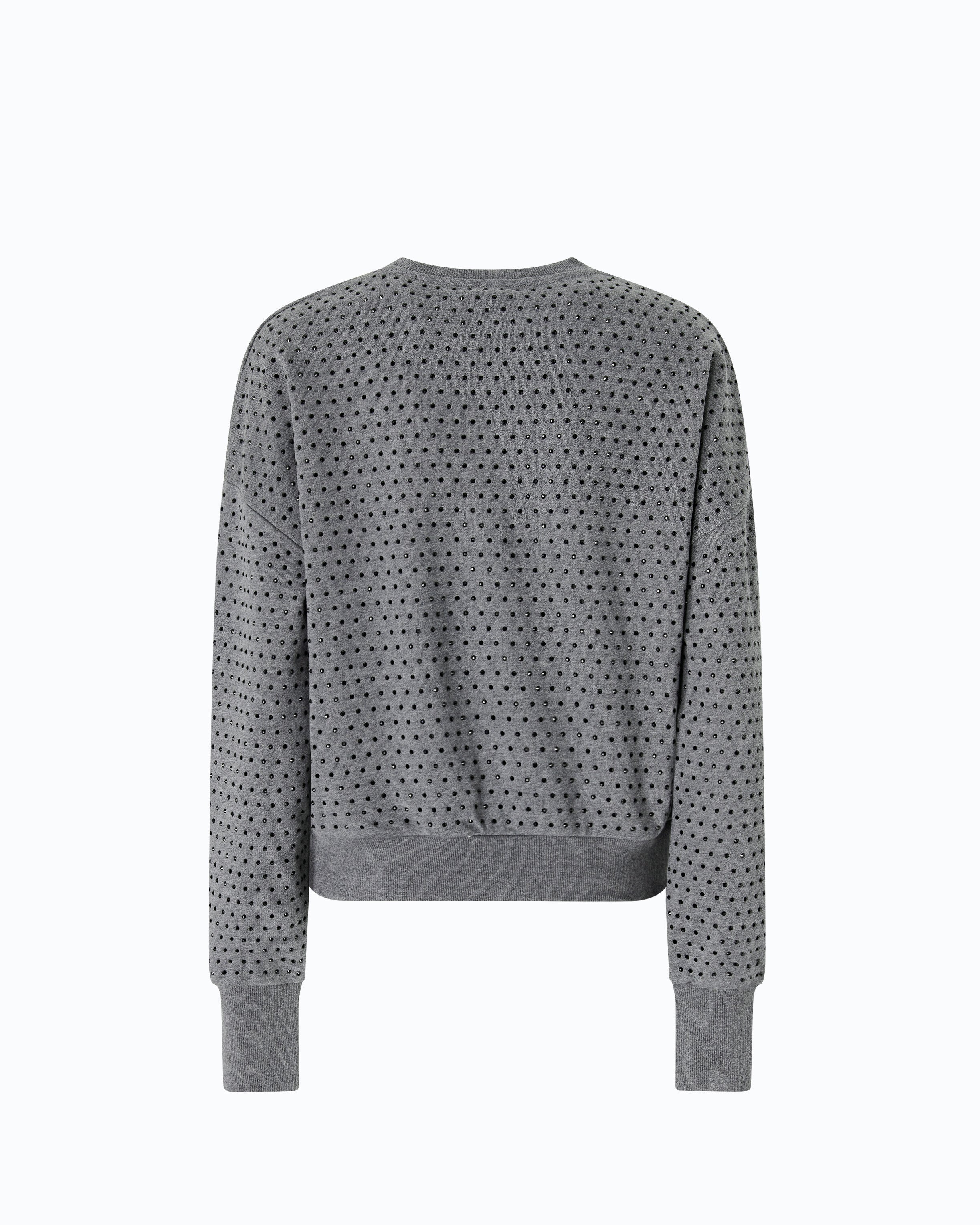 Pinko Monaci Sweater sweter dresowy szary w kryształki