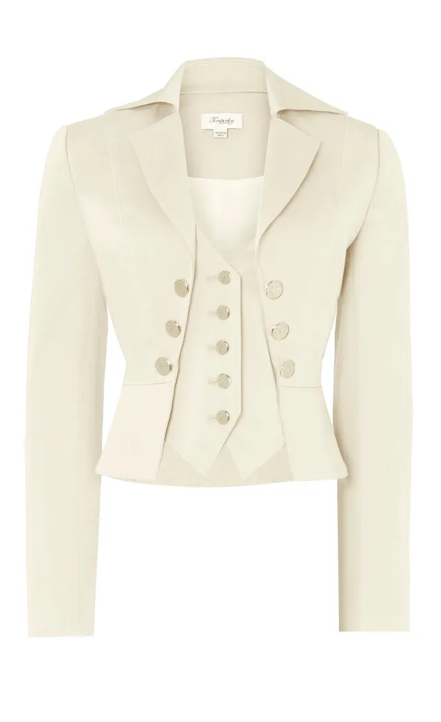 Temperley London Castell marynarka Sandy Cream 2w1 bawełna