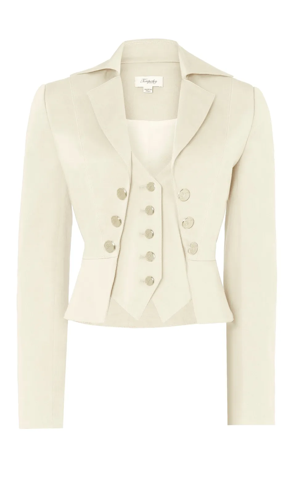 Temperley London Castell marynarka Sandy Cream 2w1 bawełna