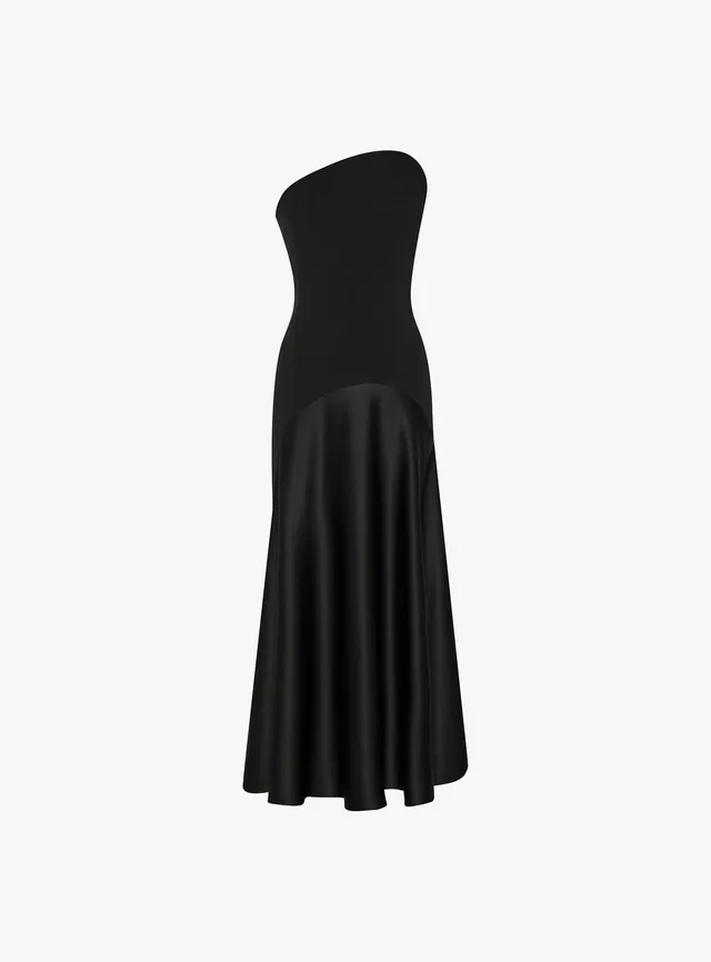 Solace London Edison Midi sukienka czarna asymetryczna