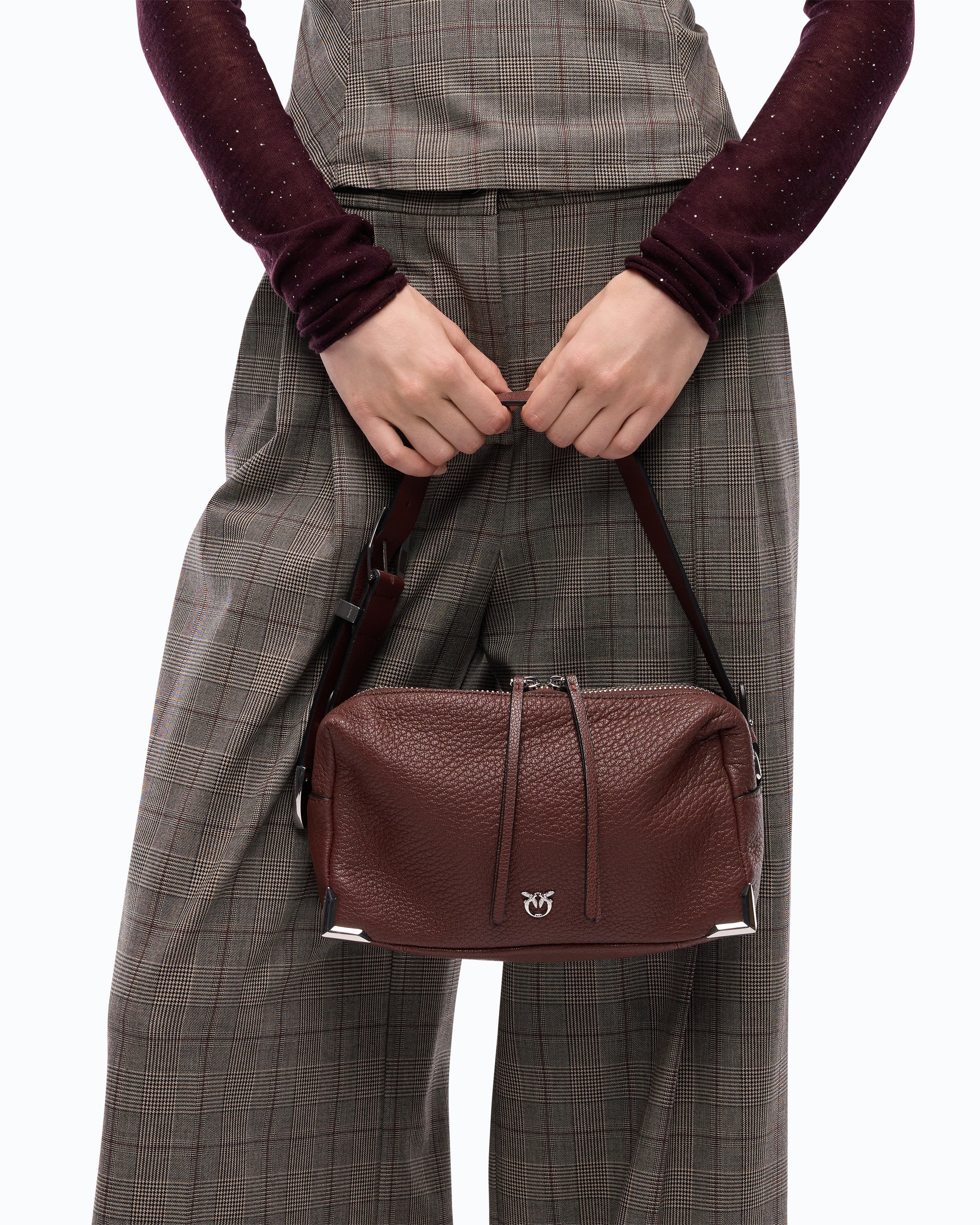 Pinko Triptych Bowling Bag torebka kuferek skórzana