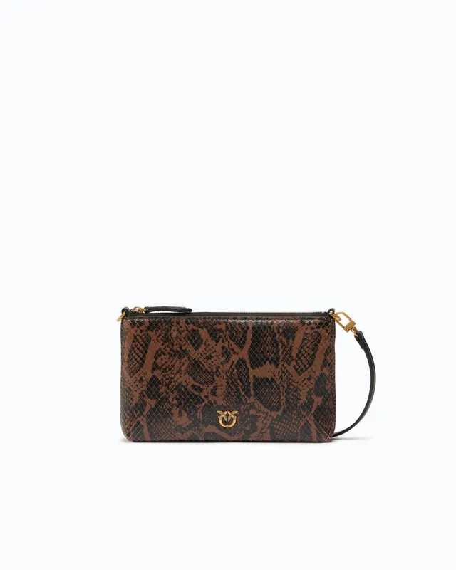 Pinko Mini Flat kopertówka skórzana w pytona
