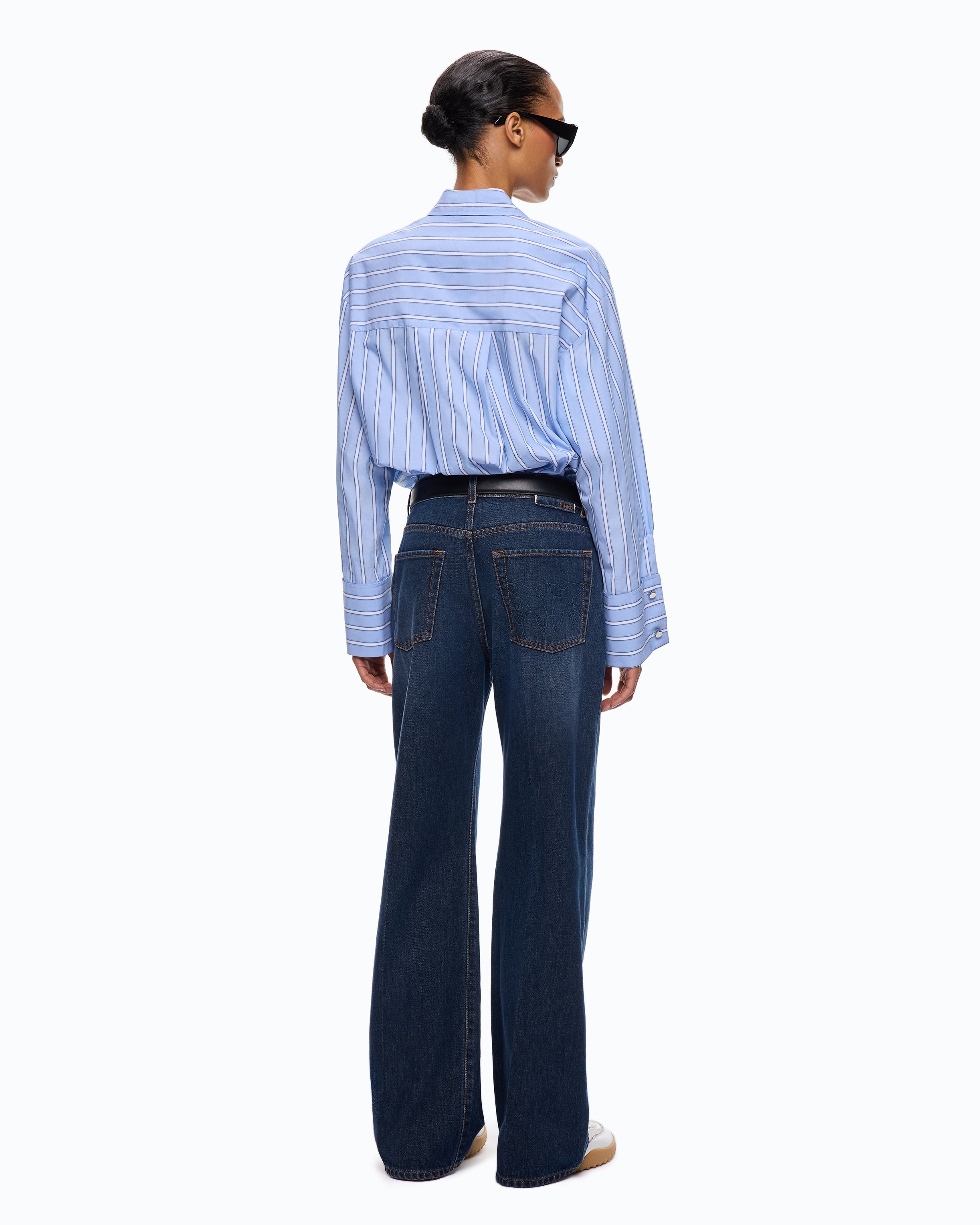 Pinko Wanda Wide Leg dżinsy wide leg niebieskie kant