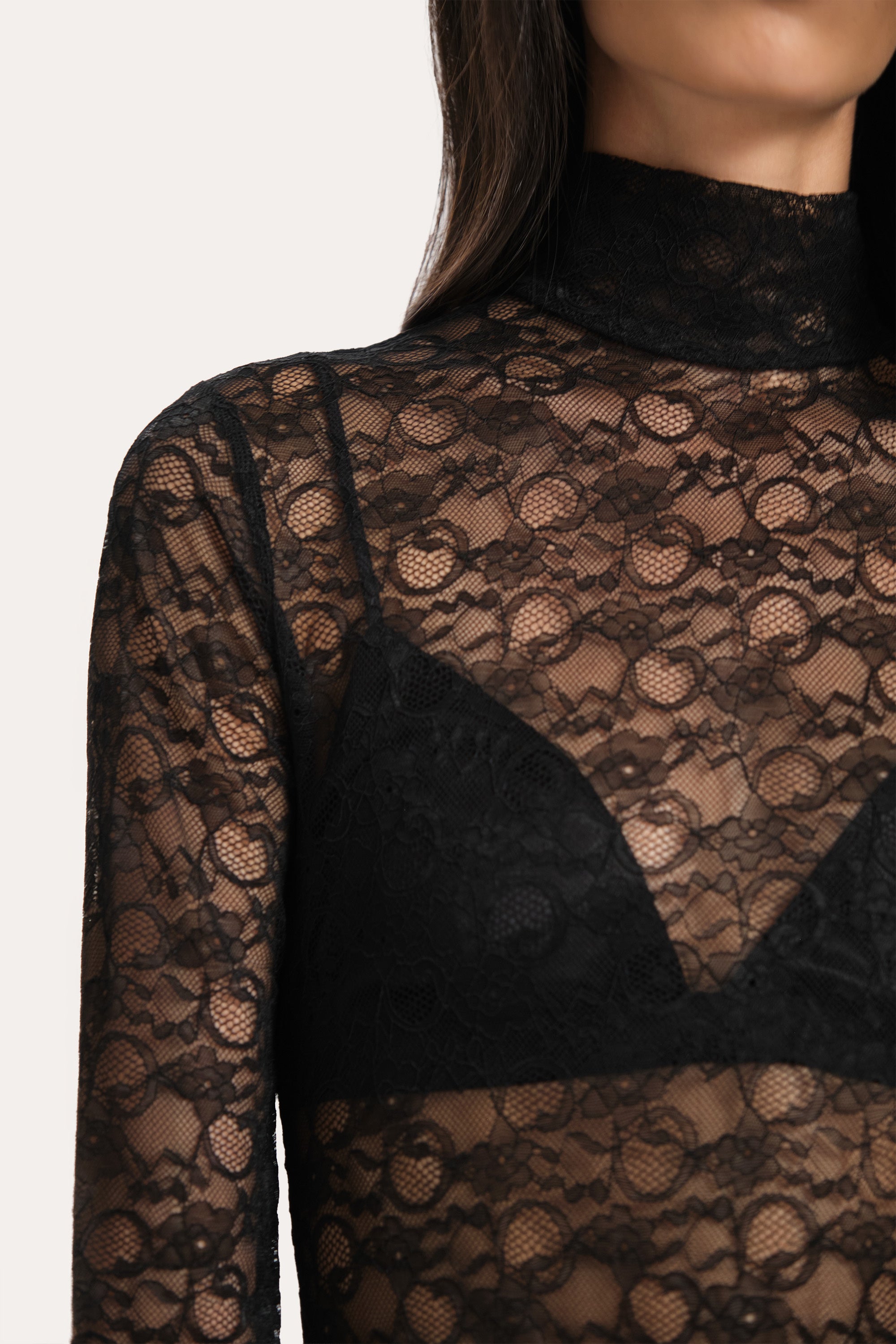Elie Tahari Annabelle Bodysuit body Black Onyx koronkowe