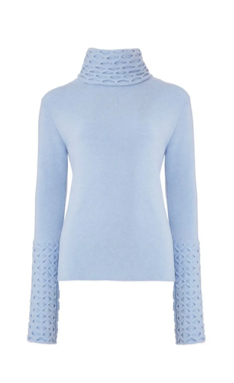 Temperley London Honeycomb Knit Jumper sweter Powder Blue wełna
