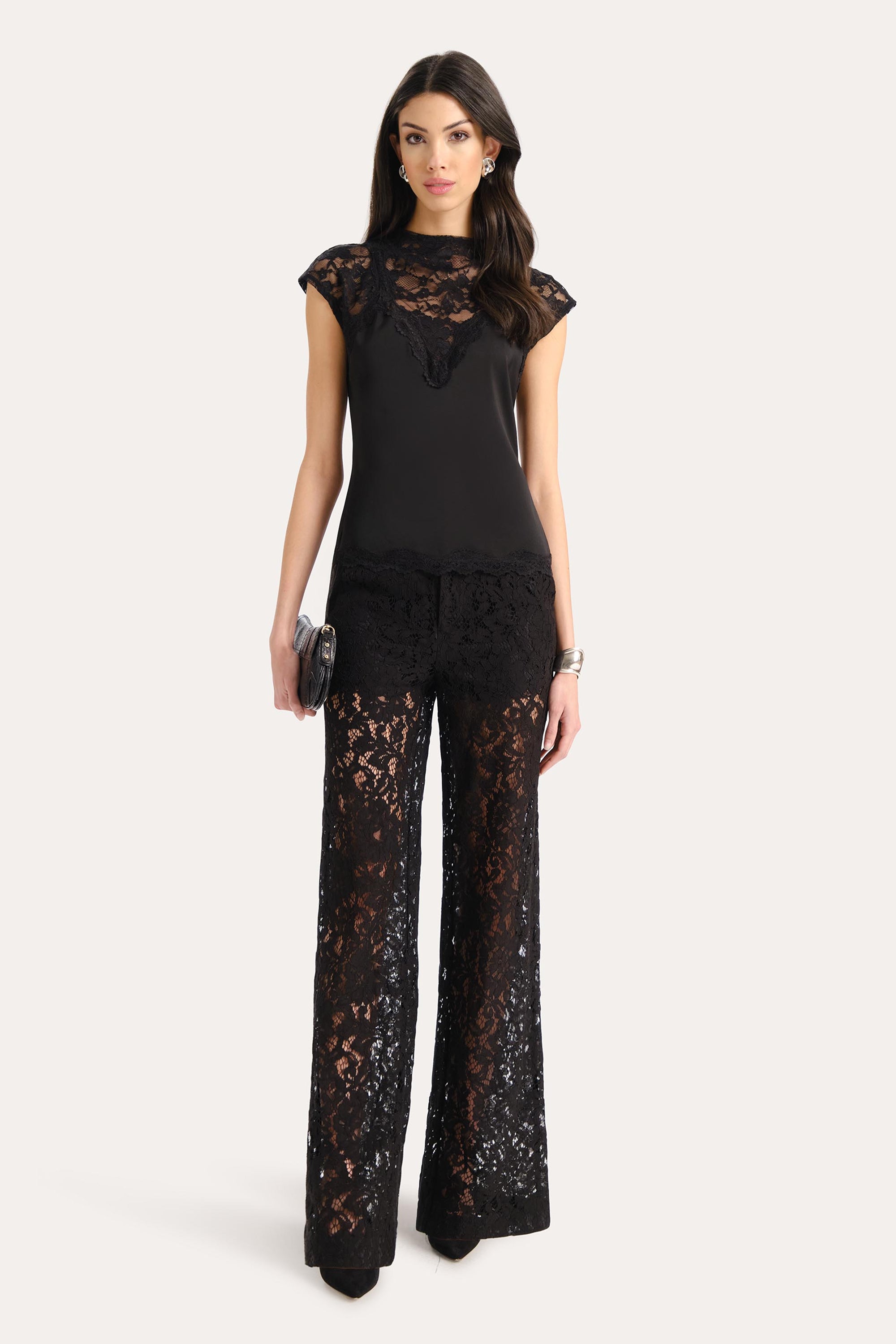 Elie Tahari Elara E402A506 top koronkowy czarny